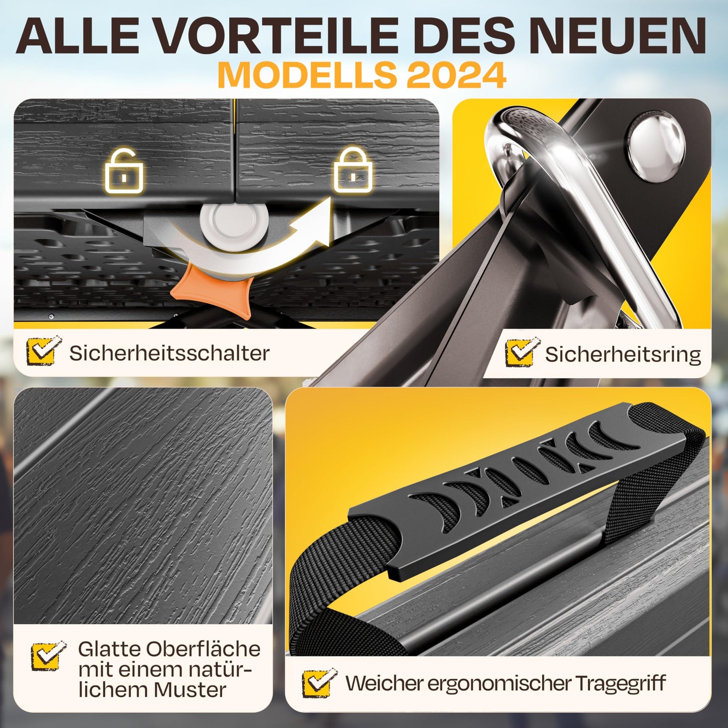 Ondis24 Biertischgarnitur Lisa Campingtisch 2X Bierbank 1x Biertisch Sitzbank klappbar Bierzeltgarnitur 3tlg. einfach transportabel (Braun, XL)