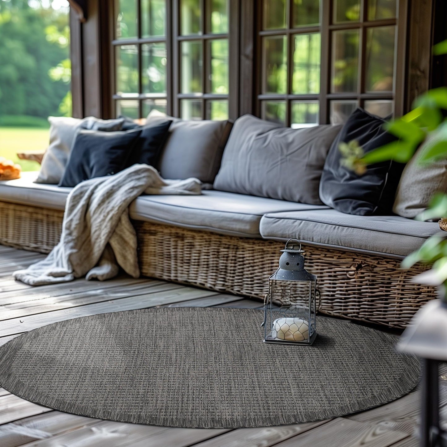 SIMPEX Outdoor Weatherproof Rug for Patio, Balcony, Garden, Kitchen, Plain Design, Flat Weave, Sisal Look, Washable Rug, Size: 140 x 200 cm, Colour: Beige