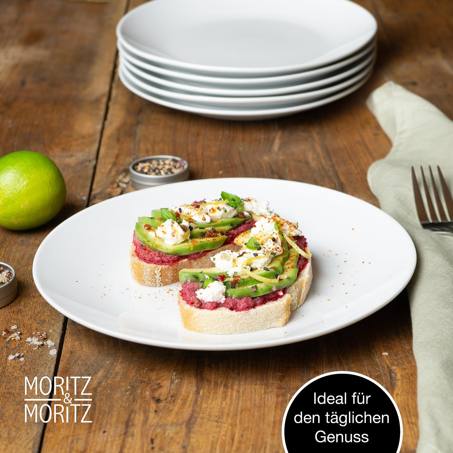 Moritz & Moritz BASIC Kaffeetassen Set 6-teilig - ca. 300ml aus hochwertigem Porzellan in klassischem Weiß - Perfekt für Kaffee, Tee, heiße Schokolade, Cappuccino