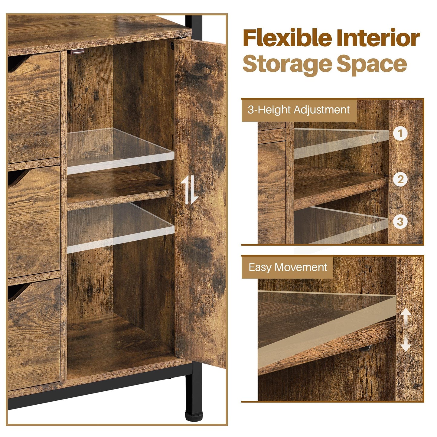 Yaheetech Unterschrank Badezimmerschrank Badkommode Badschrank mit 1 Schublade & 2 Türen & 3 Regalen Baderegal Bodenschrank mit verstellbare Einlegeböden, viel Stauraum, Dunkelgrau