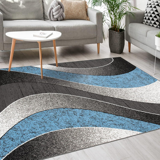 Mazovia Modern Rug, Short Pile, Oeko-Tex Rug for Living Room, Bedroom, Dining Room, Robust and Easy to Clean, Low Pile Height, Grey Yellow, 120 x 170 cm