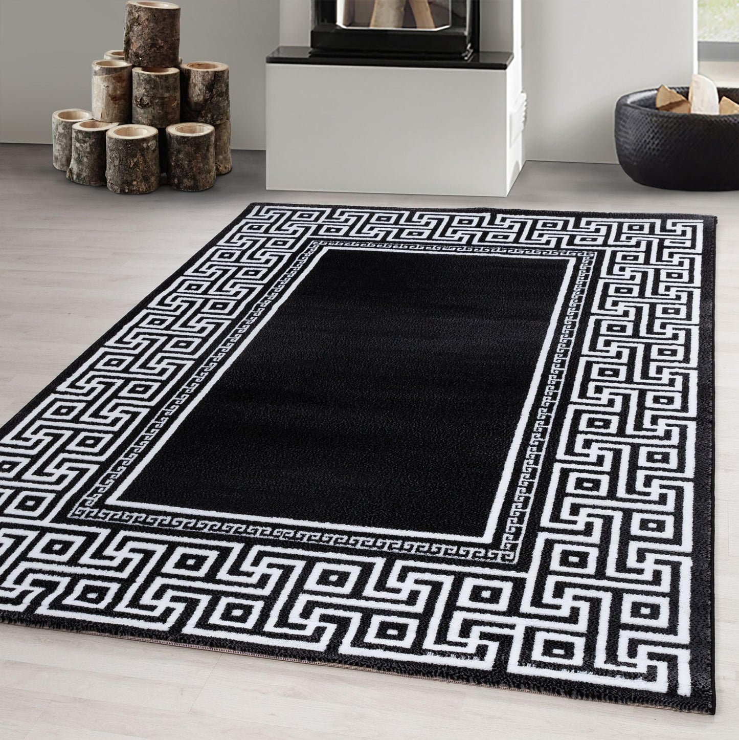 Carpetsale24 Teppich Wohnzimmer Moderne Abstrakt Wellen Design Schwarz - Grau - Weiß 160 x 230 cm - Kurzflor Schlafzimmer Pflegeleicht Extra Weich - Flauschig Waschbar Esszimmer Küche