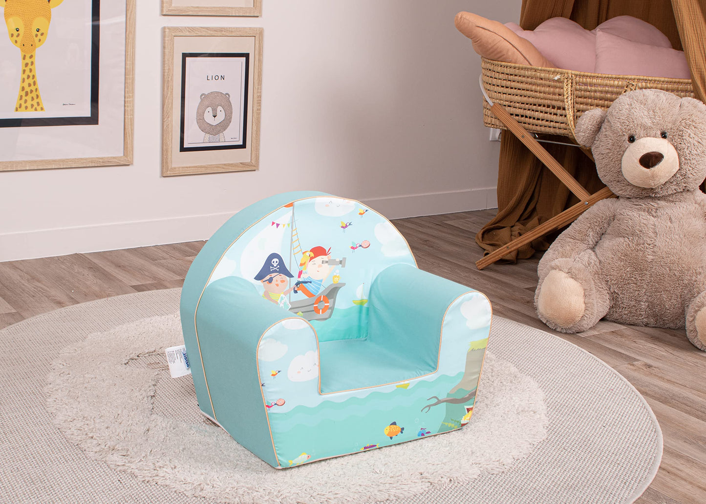 Delsit Kinder Sessel mit Schaumstofffüllung - Kindersessel Mädchen und Jungen Babysessel mit Abnehmbarem Bezug - Sessel für Kinder - Kindermöbel - 9 Monate bis 4 Jahre - DT8-17123