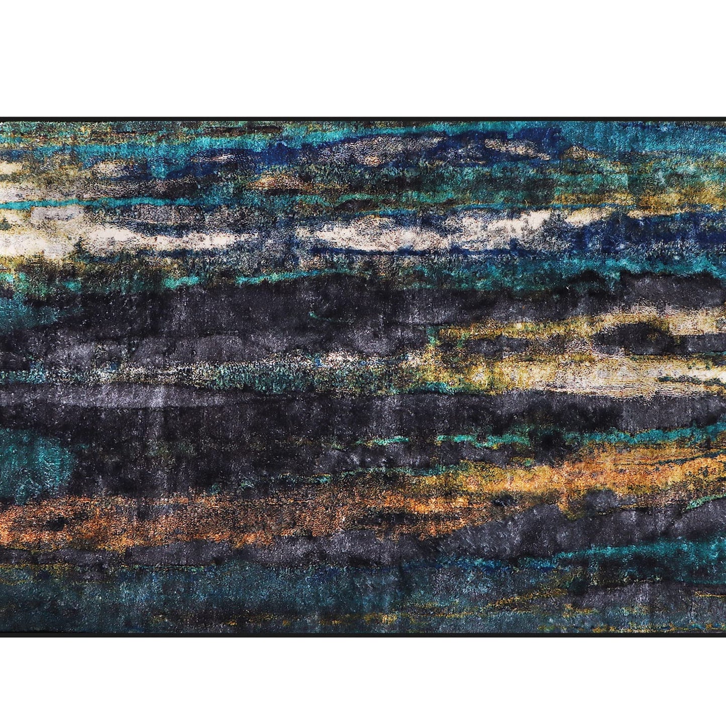 Rururug Moderner Teppich für Wohnzimmer 140x200CM - Pflegeleicht - Dunkelgrün, Schwarz, Grau, Braun, Duck Egg - Meliert Abstraktes Muster rutschfeste Waschbare Teppich