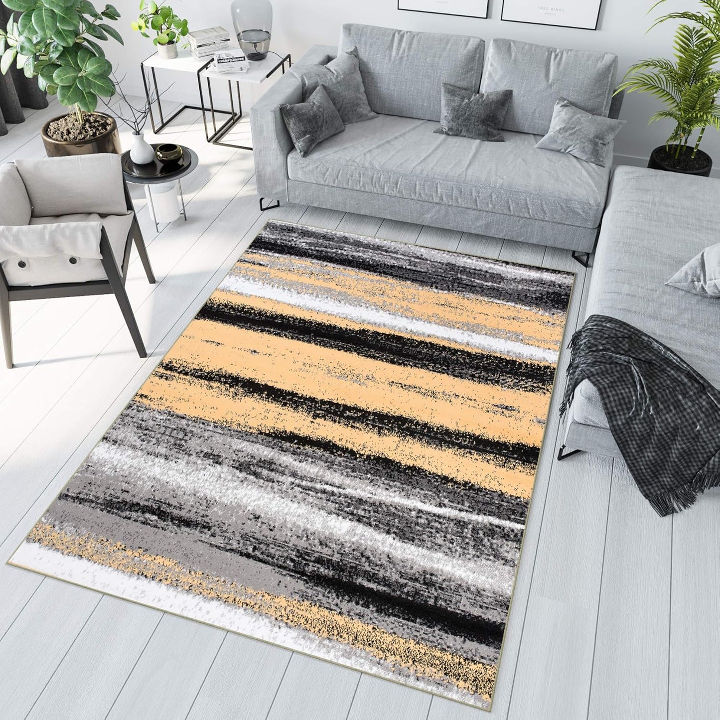 TAPISO Maya Short Pile Rug, Modern Blurred/Heathered/Striped Design, Black/Grey/Red/White, for Living Rooms, Bedrooms, OEKO-TEX, 200 x 300 cm