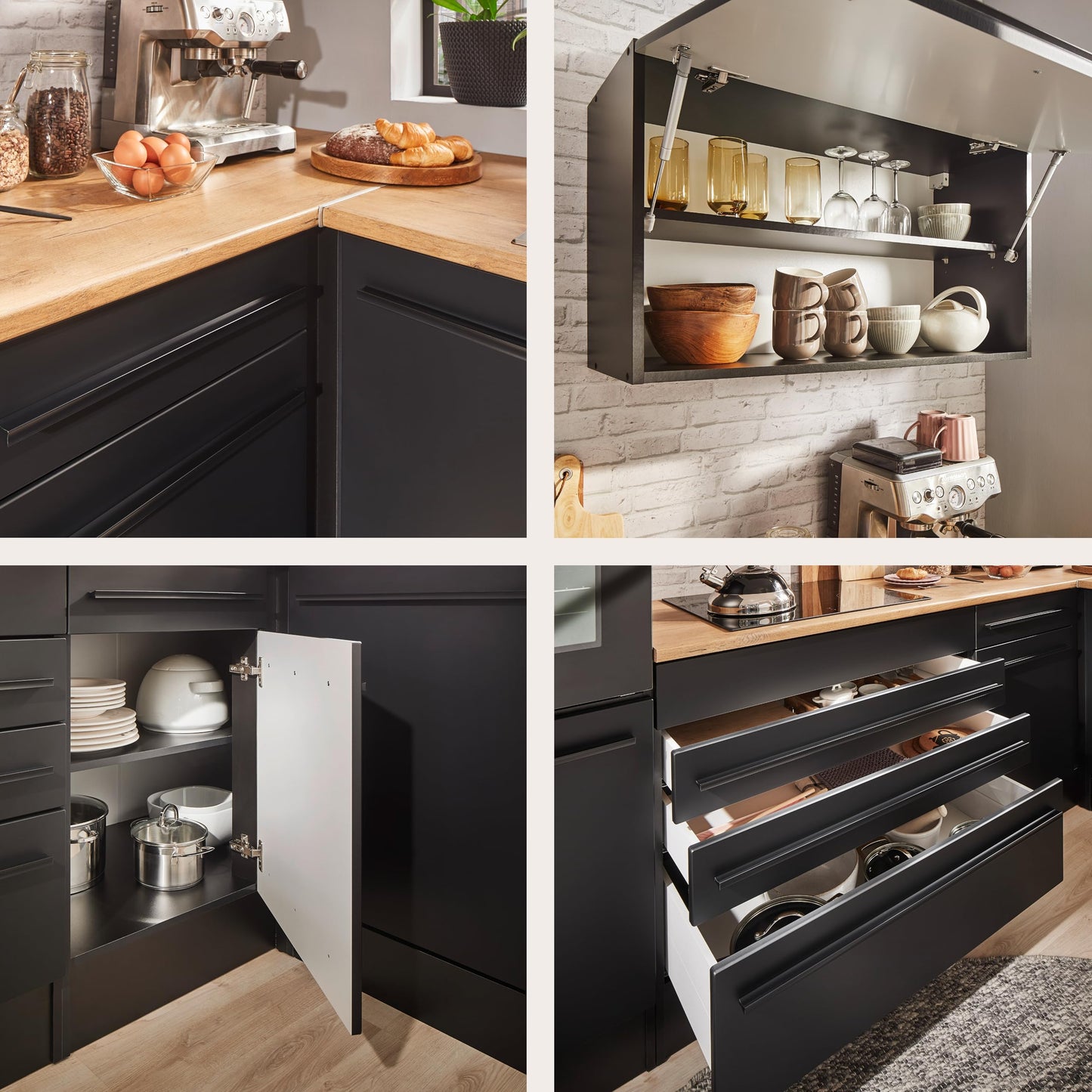 Jazz 4 Modern Corner Kitchen with Electrical Appliances in White High Gloss, Metallic Grey - Spacious Kitchen Unit in L-Shaped with Lots of Storage Space - 320 x 200 x 60 cm (W x H x D)