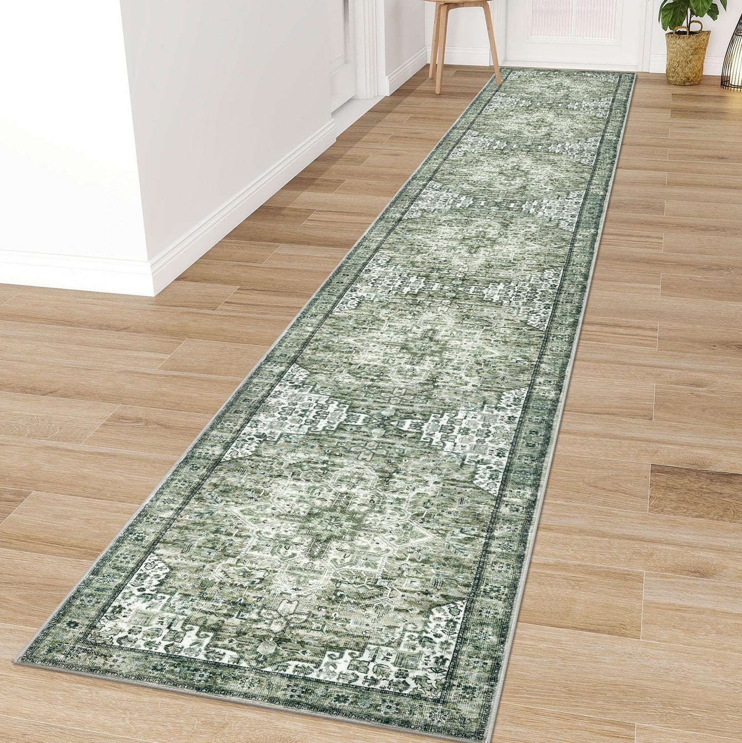 2x3 Blue Washable Rug for Entrance, Soft Traditional Area Rug, Non-Slip Printed Kitchen Rugs, Low-Pile Medallion Indoor Door Mat, Small Farmhouse Carpet for Entryway Kitchen Foyer Bedside