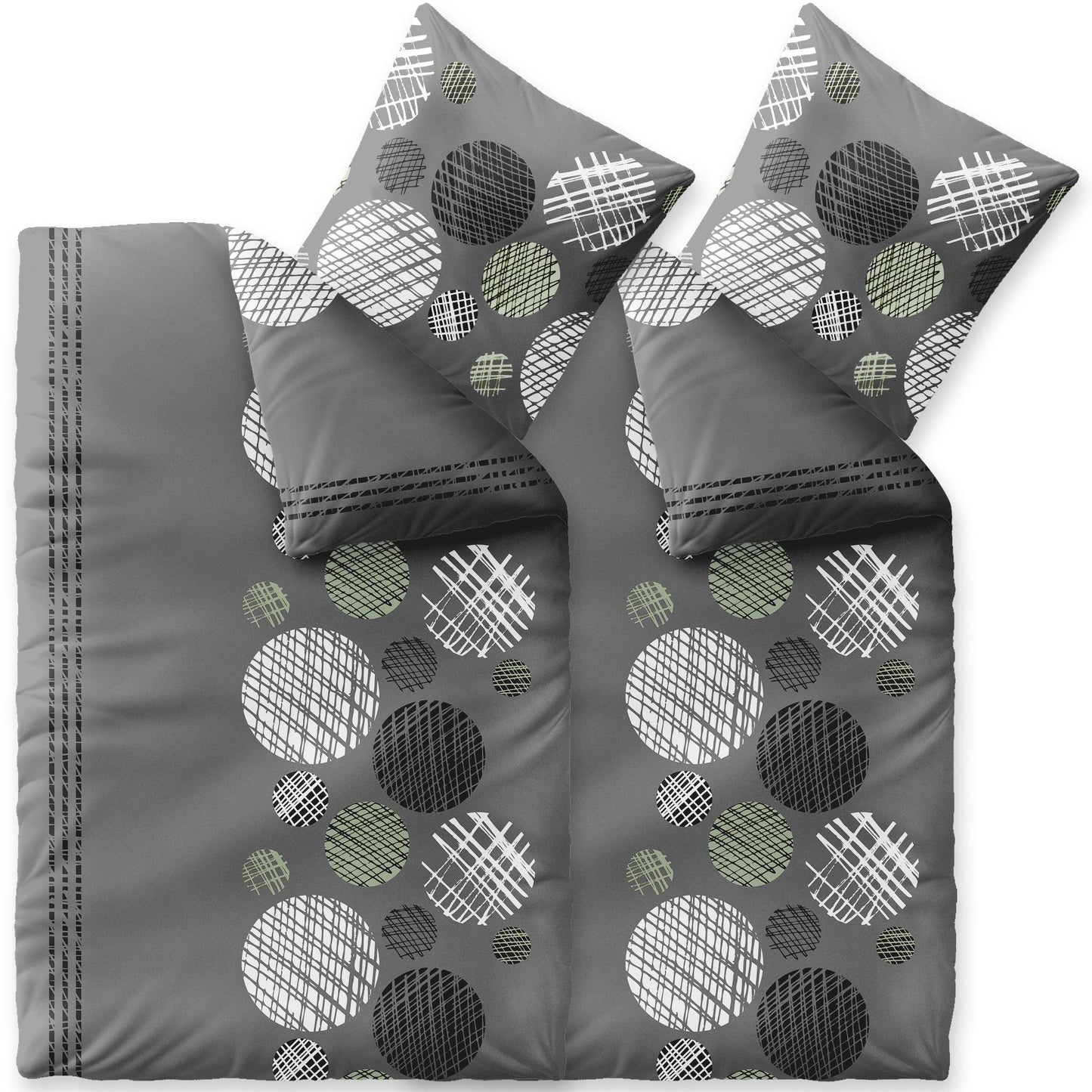 CelinaTex Touchme Flannelette Bed Linen, 135 x 200 cm, 2-Piece Cotton Duvet Cover Set, Bedding Set for Summer and Winter, All Year Round, Easy Care, Filia Dots, Beige/White/Grey/Anthracite