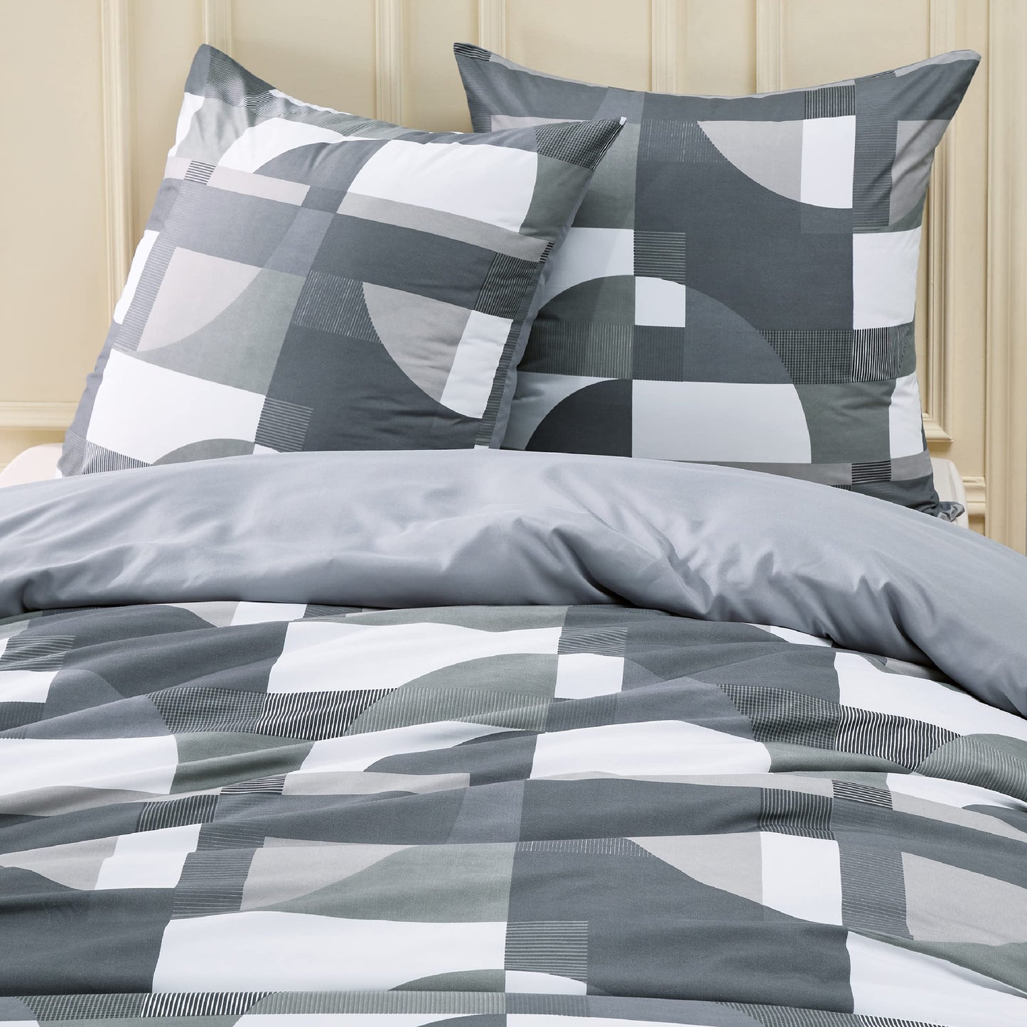 BEDSURE Bettwäsche 135x200 4teilig Bettbezug - Bettwäsche-Sets 135 x 200 cm 2er Set mit 2 Kissenbezüge 80x80cm, ÖKO-TEX Wendebettwäsche Bedding Zweige Grau Muster mit Reißverschluss