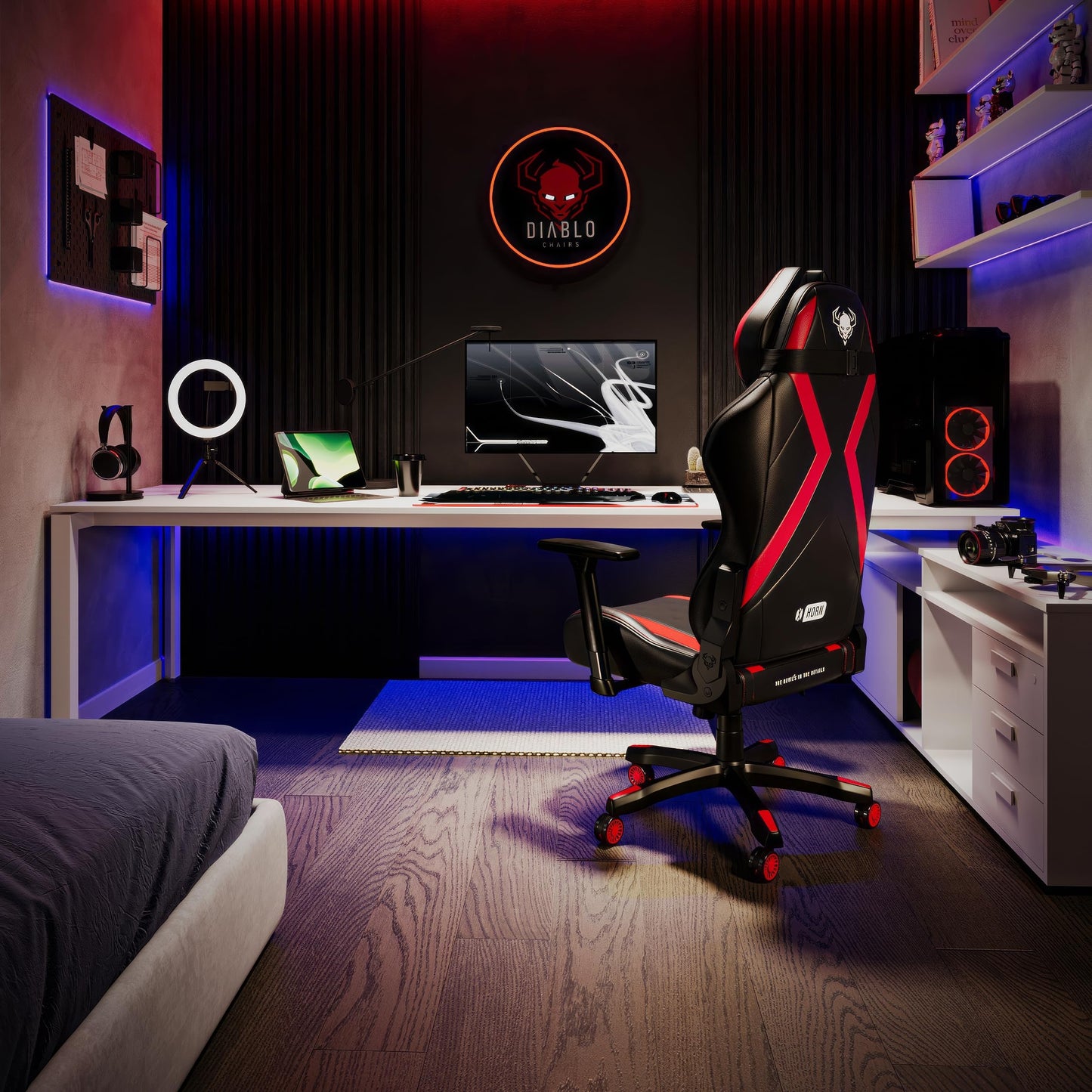 Diablo X-Horn Gaming Office Chair Desk Chair 3D Armrests Ergonomic Design Neck / Lumbar Cushion Imitation Leather Rocker Function