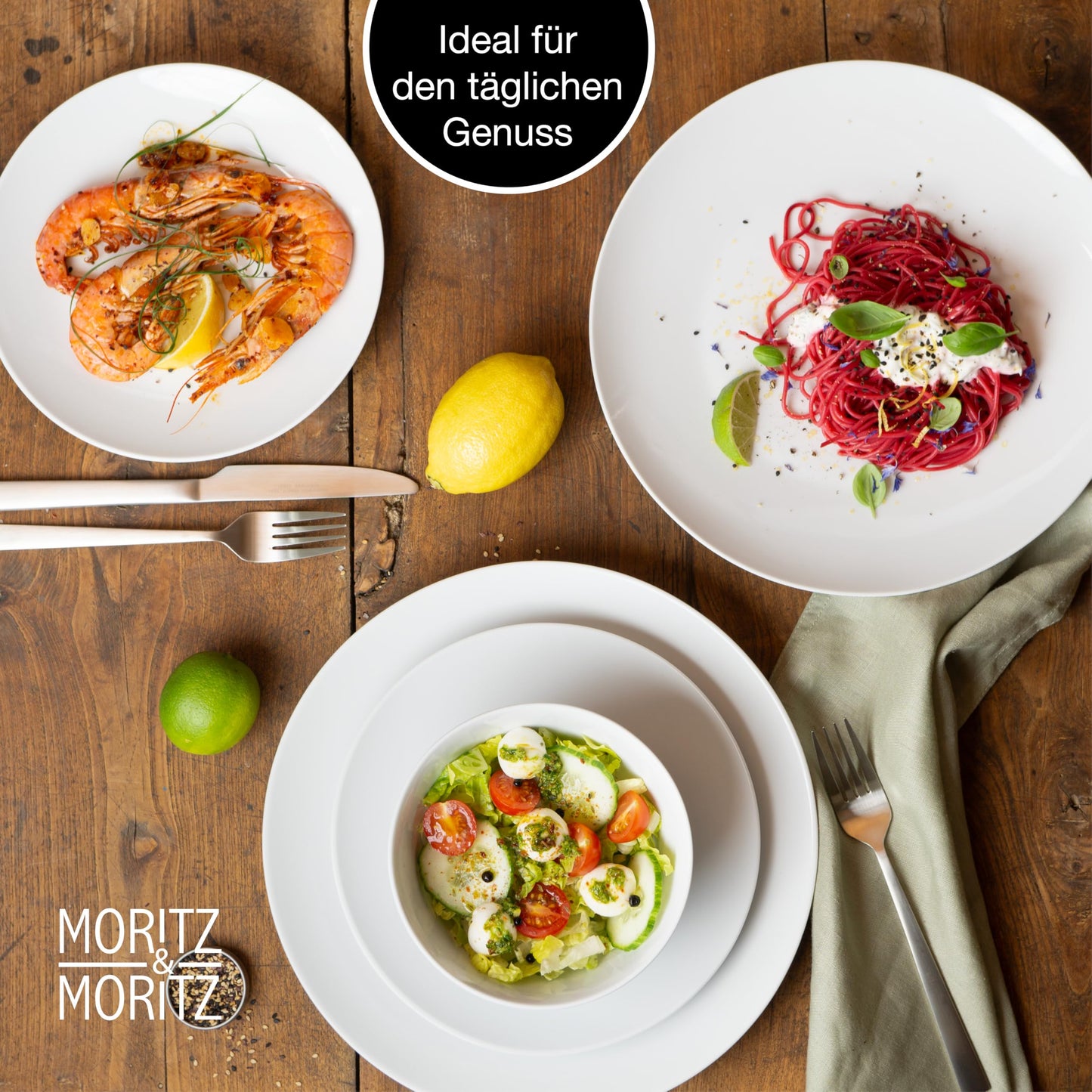Moritz & Moritz BASIC Kaffeetassen Set 6-teilig - ca. 300ml aus hochwertigem Porzellan in klassischem Weiß - Perfekt für Kaffee, Tee, heiße Schokolade, Cappuccino