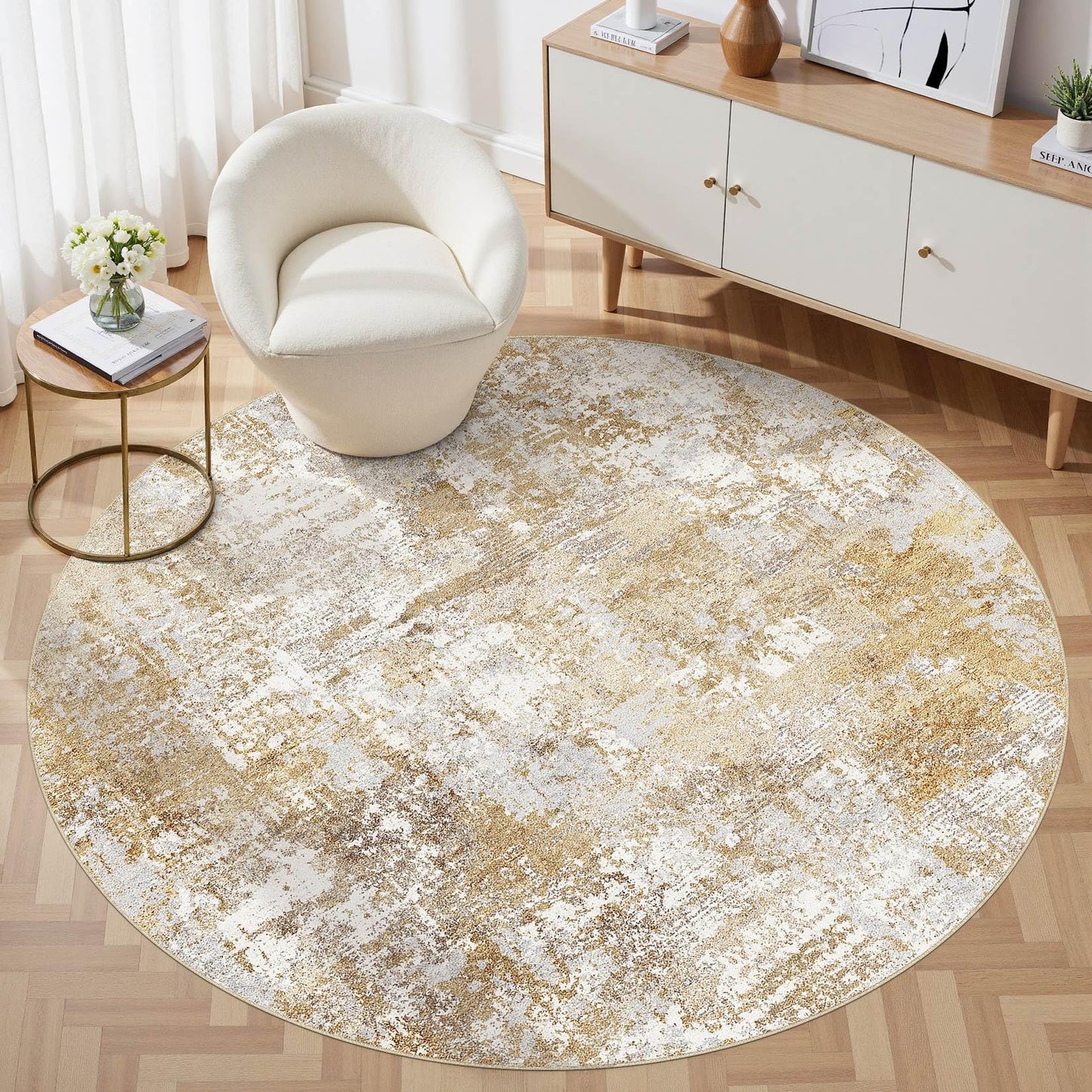 Tortania Washable 5x7 Area Rug for Living Room: Modern Abstract Neutral Large Soft Thin Rugs - Non Slip Indoor Carpet for Bedroom Dining Room Office Nursery Home Floor Decoration - Grey
