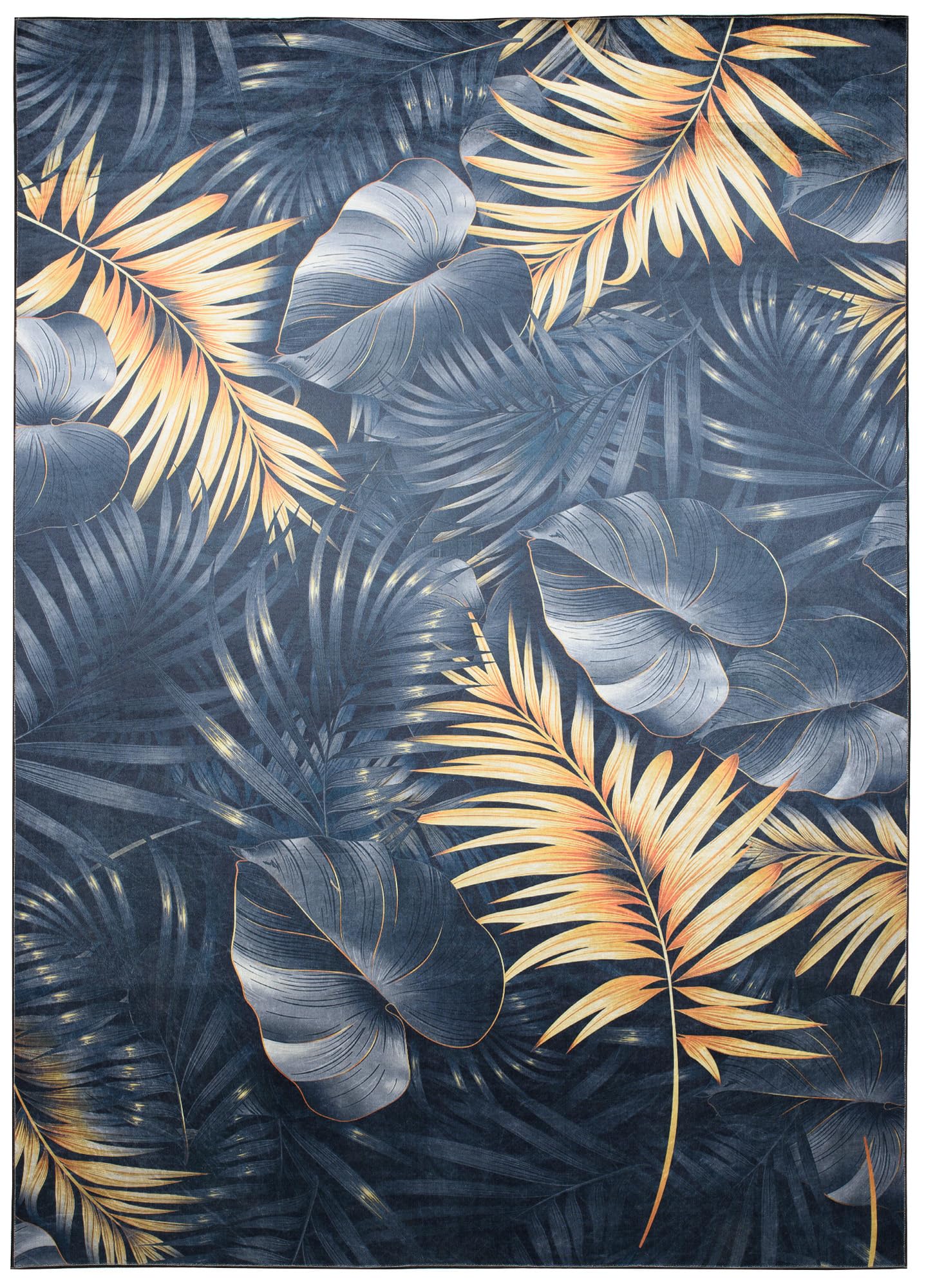 Mazovia Modern Teppich - Kurzflor Waschbar - Weich Teppich für Wohnzimmer, Schlafzimmer, Esszimmer – Teppiche Marmor Abstrakt Muster - Schwarz Gold 160 x 230 cm