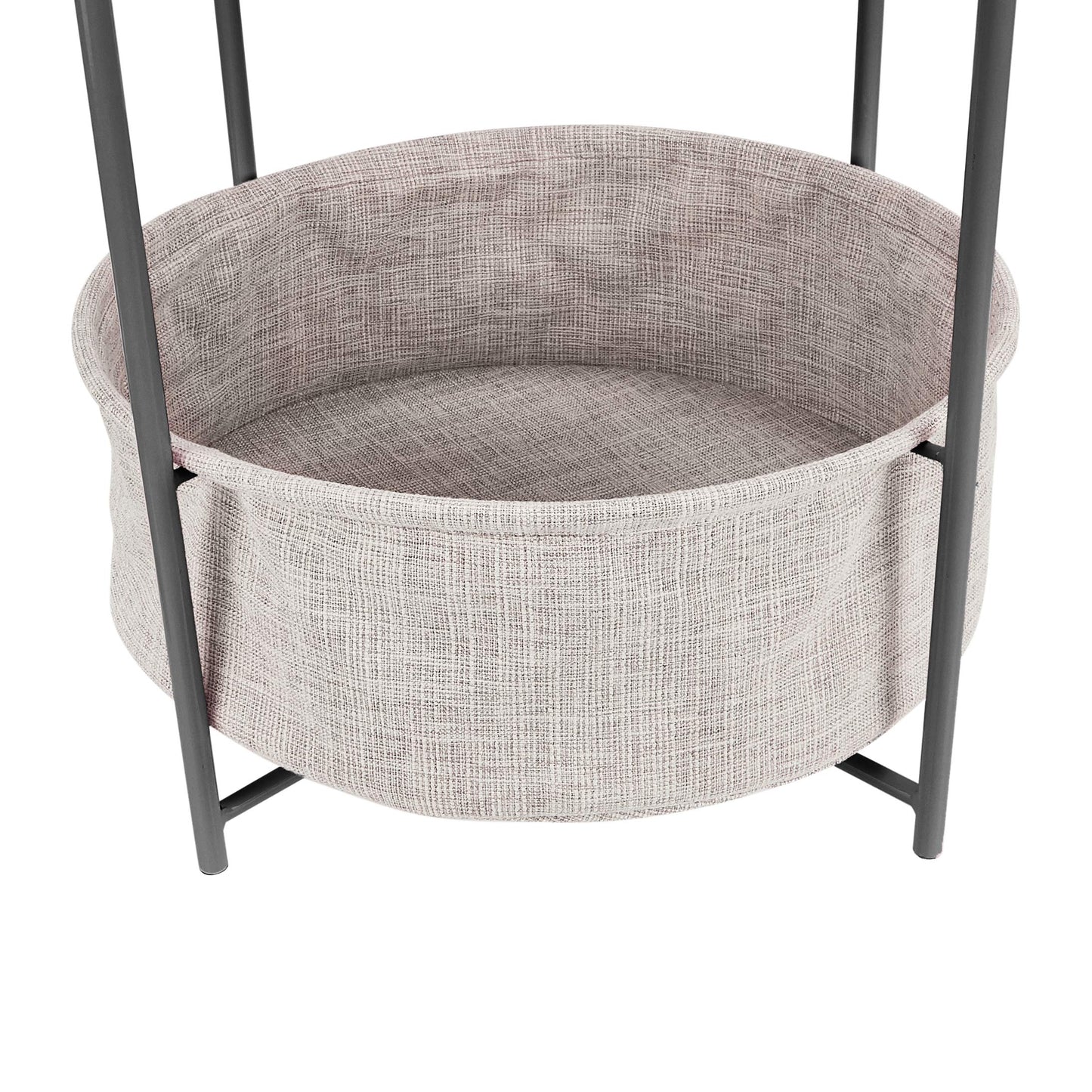 Amazon Basics Beistelltisch, rund, mit Aufbewahrungslösung, Leichte Creme Heidekraut Beistelltisch 44.96 x 44.96 x 48.0 cm