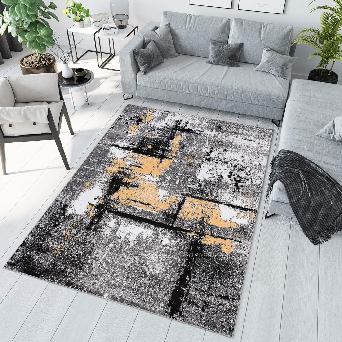TAPISO Maya Short Pile Rug, Modern Blurred/Heathered/Striped Design, Black/Grey/Red/White, for Living Rooms, Bedrooms, OEKO-TEX, 200 x 300 cm