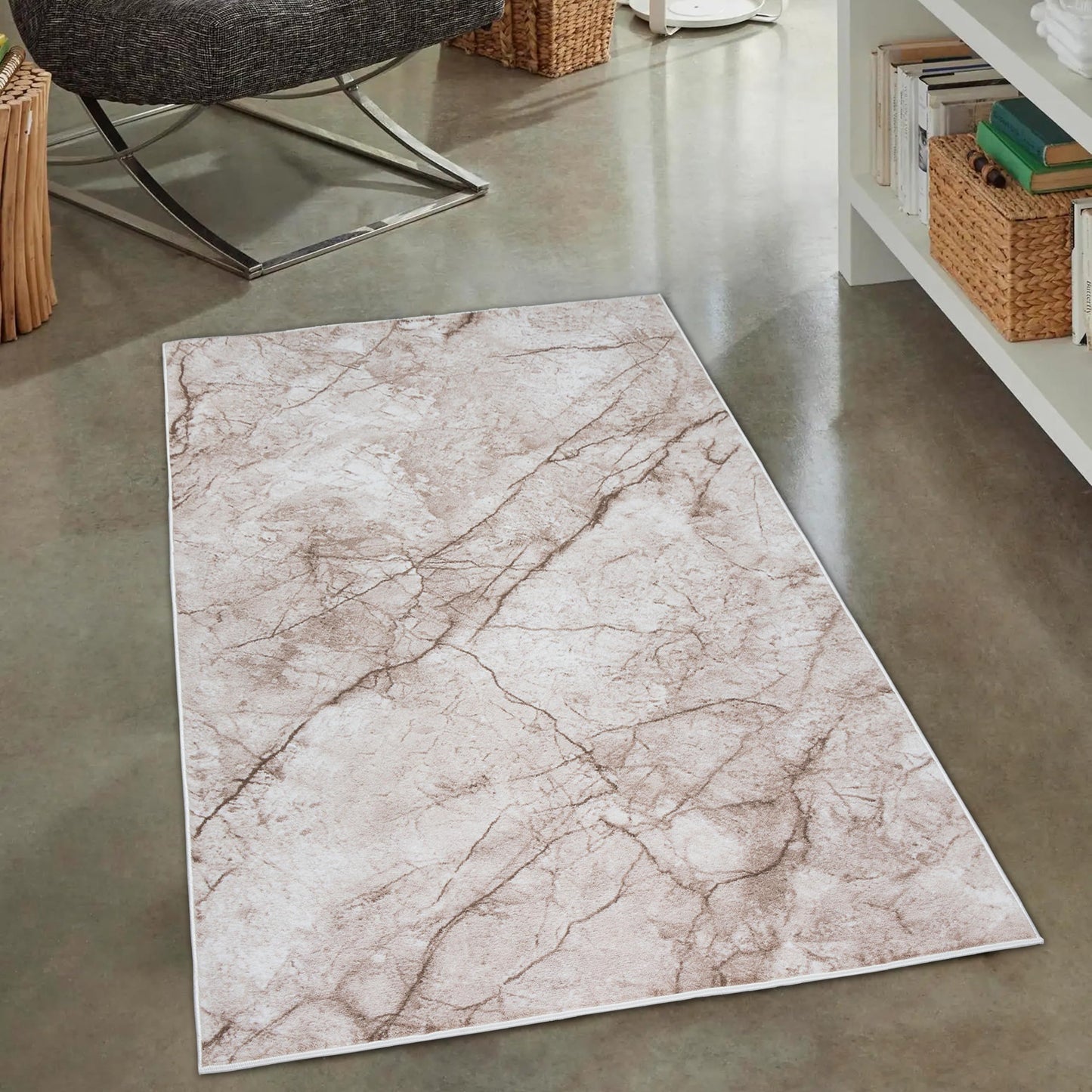 CARPETIA Modern Short Pile Living Room Rug Contour Cut Checked Abstract Grey Black White Turquoise Size 60 x 110 cm