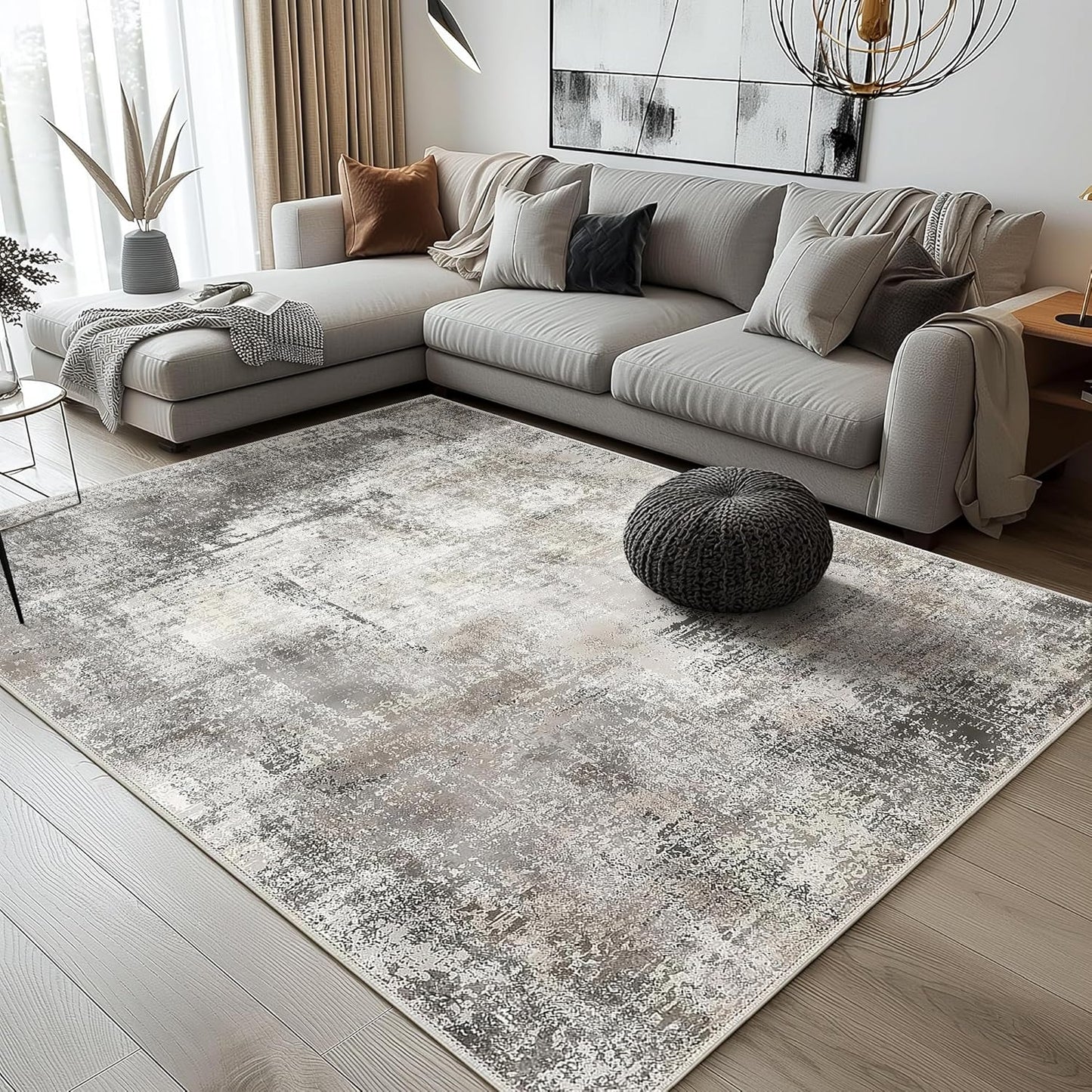 BEIMO Waschbarer Teppich Wohnzimmer, Abstrakt Design Teppich Schlafzimmer Kurzflor, Groß Teppiche rutschfest Weiche für Badezimmer Esszimmer Flur, 120x170cm