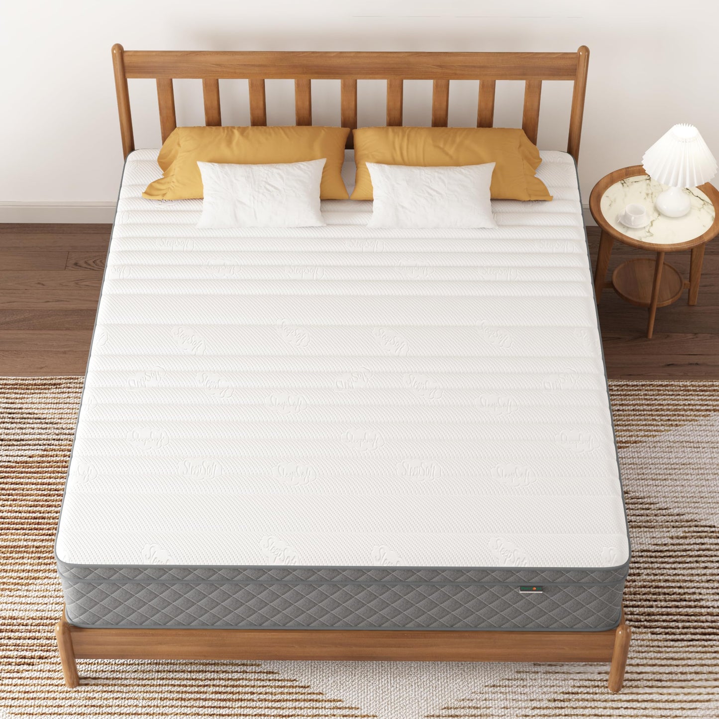 PurrJoys Mattress 140 x 200 x 25 cm - Pocket Spring Core & Memory Foam, Medium Hardness, Breathable, Movement Insulating, CertiPUR-US & Oeko-Tex, No Fibreglass