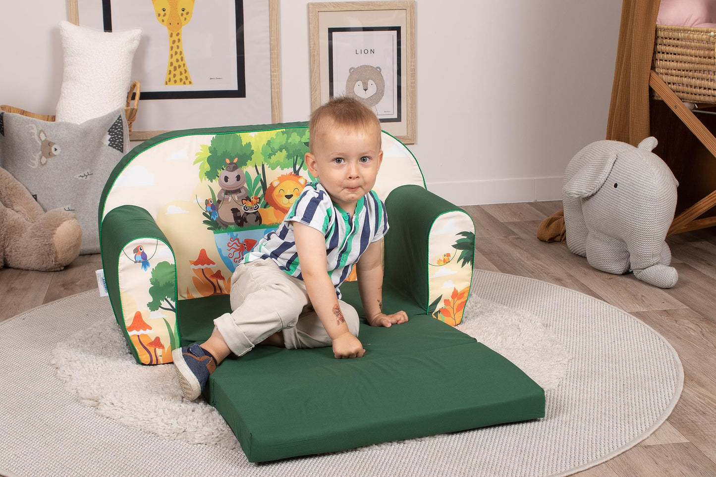 Delsit Kindersofa zum Ausklappen - Kinder Sofa mit Schaumstofffüllung - Sofa Kinder mit Abnehmbarem Bezug - Kindermöbel Kindersofa Mädchen & Jungen- 9 Monate bis 4 Jahre - DT2-22042