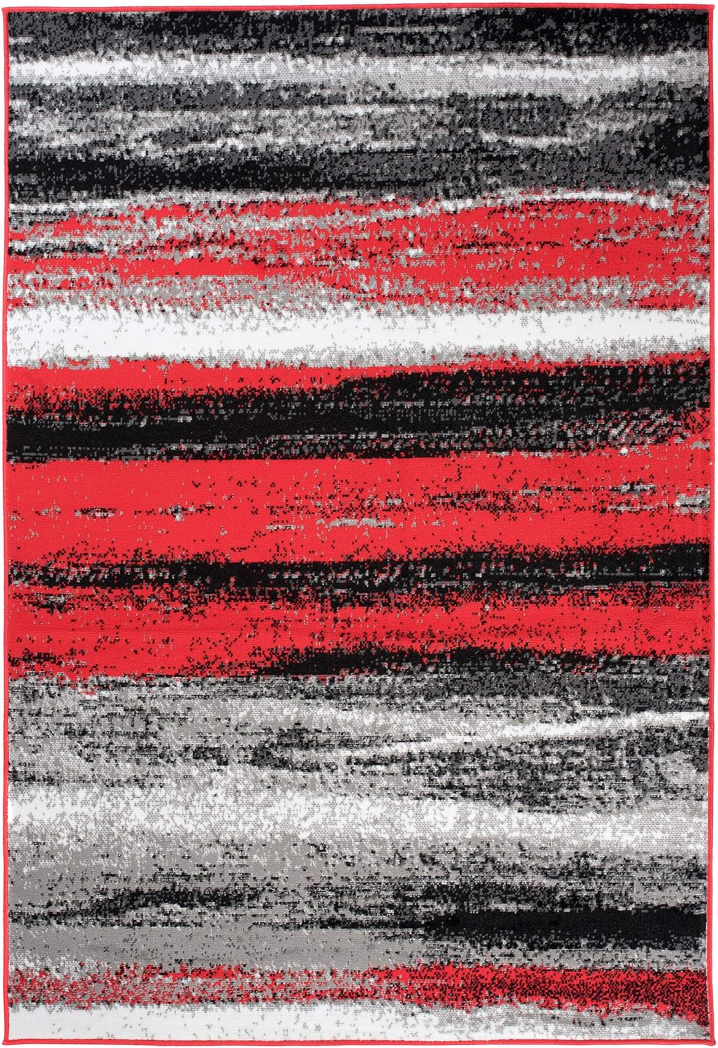 TAPISO Maya Short Pile Rug, Modern Floral Design, Black/Grey/Yellow/White, for Bedrooms, Children's Rooms, OEKO-TEX, 160 x 230 cm