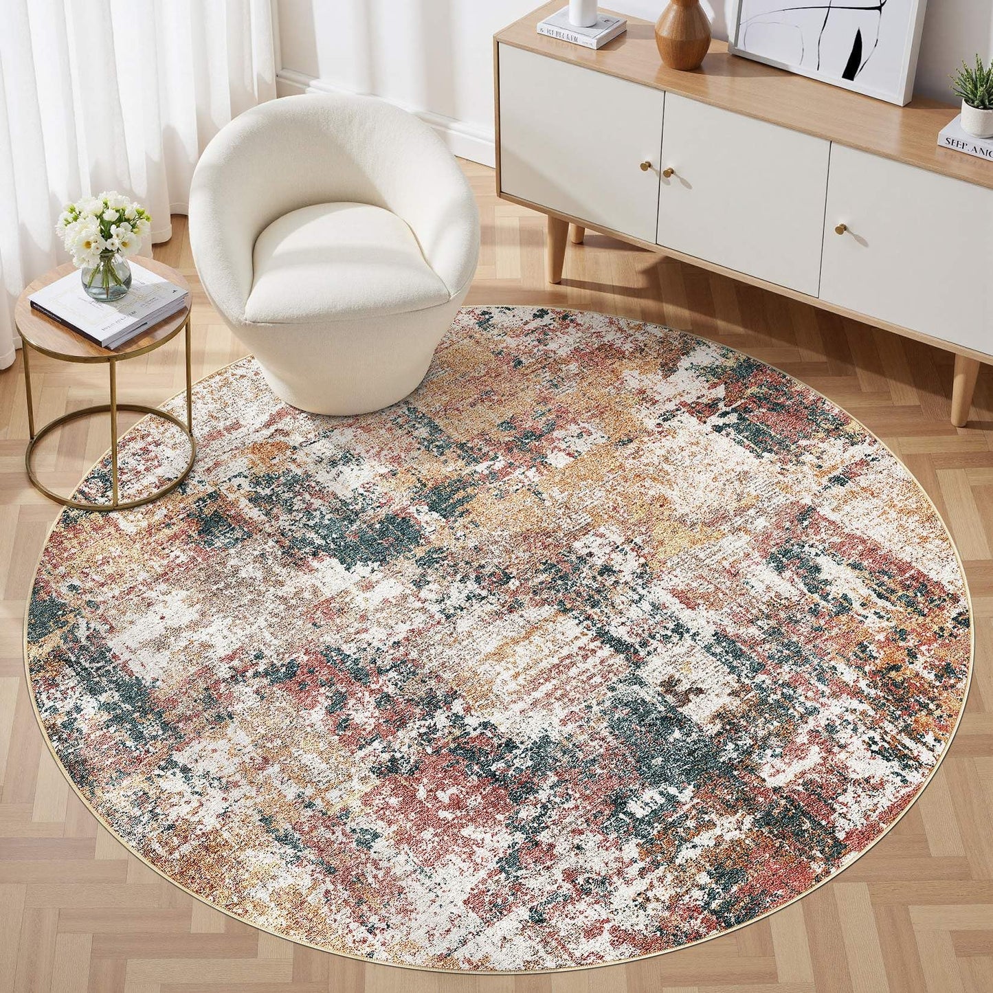 Tortania Washable 5x7 Area Rug for Living Room: Modern Abstract Neutral Large Soft Thin Rugs - Non Slip Indoor Carpet for Bedroom Dining Room Office Nursery Home Floor Decoration - Grey