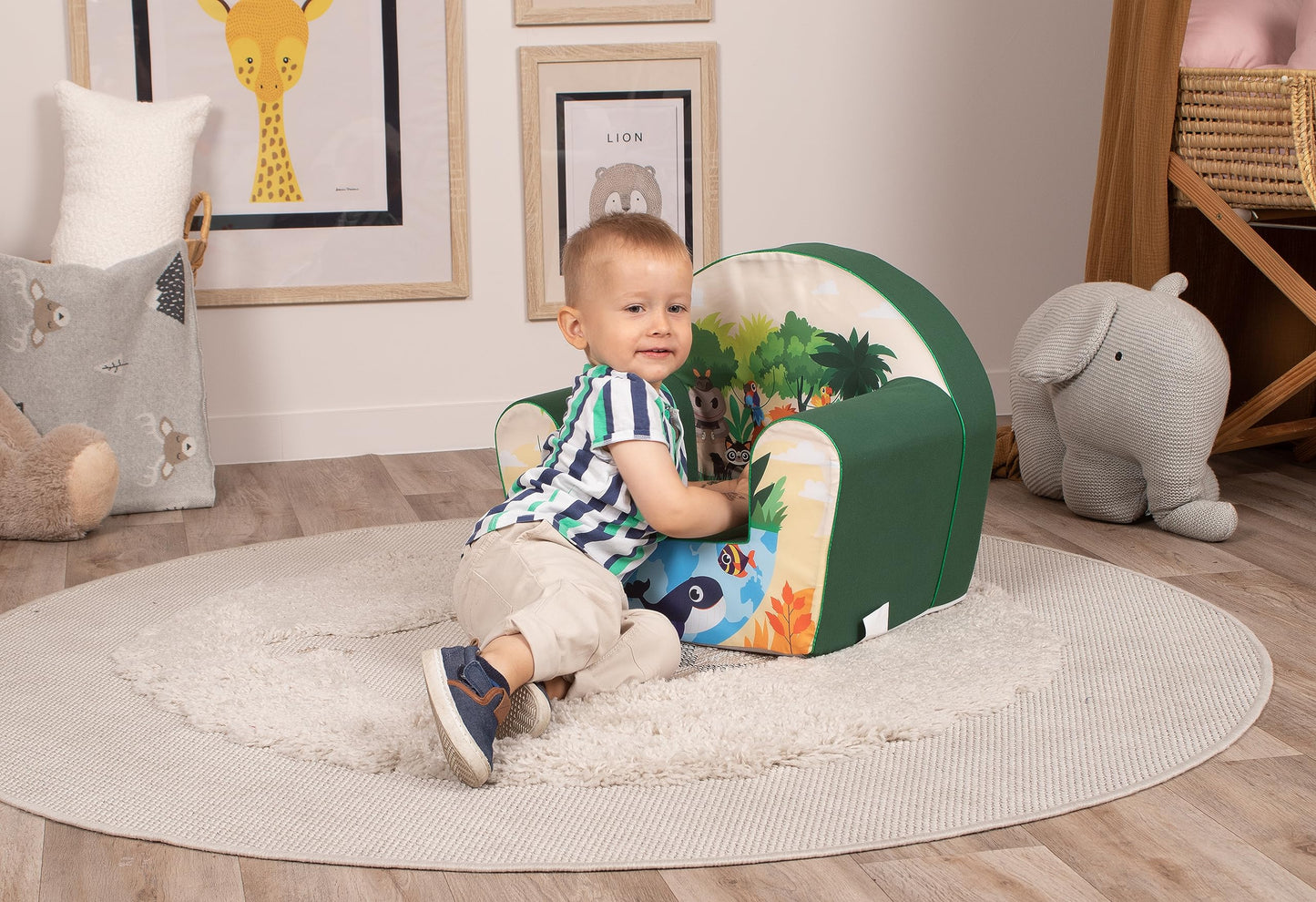 Delsit Kinder Sessel mit Schaumstofffüllung - Kindersessel Mädchen und Jungen Babysessel mit Abnehmbarem Bezug - Sessel für Kinder - Kindermöbel - 9 Monate bis 4 Jahre - DT8-17123