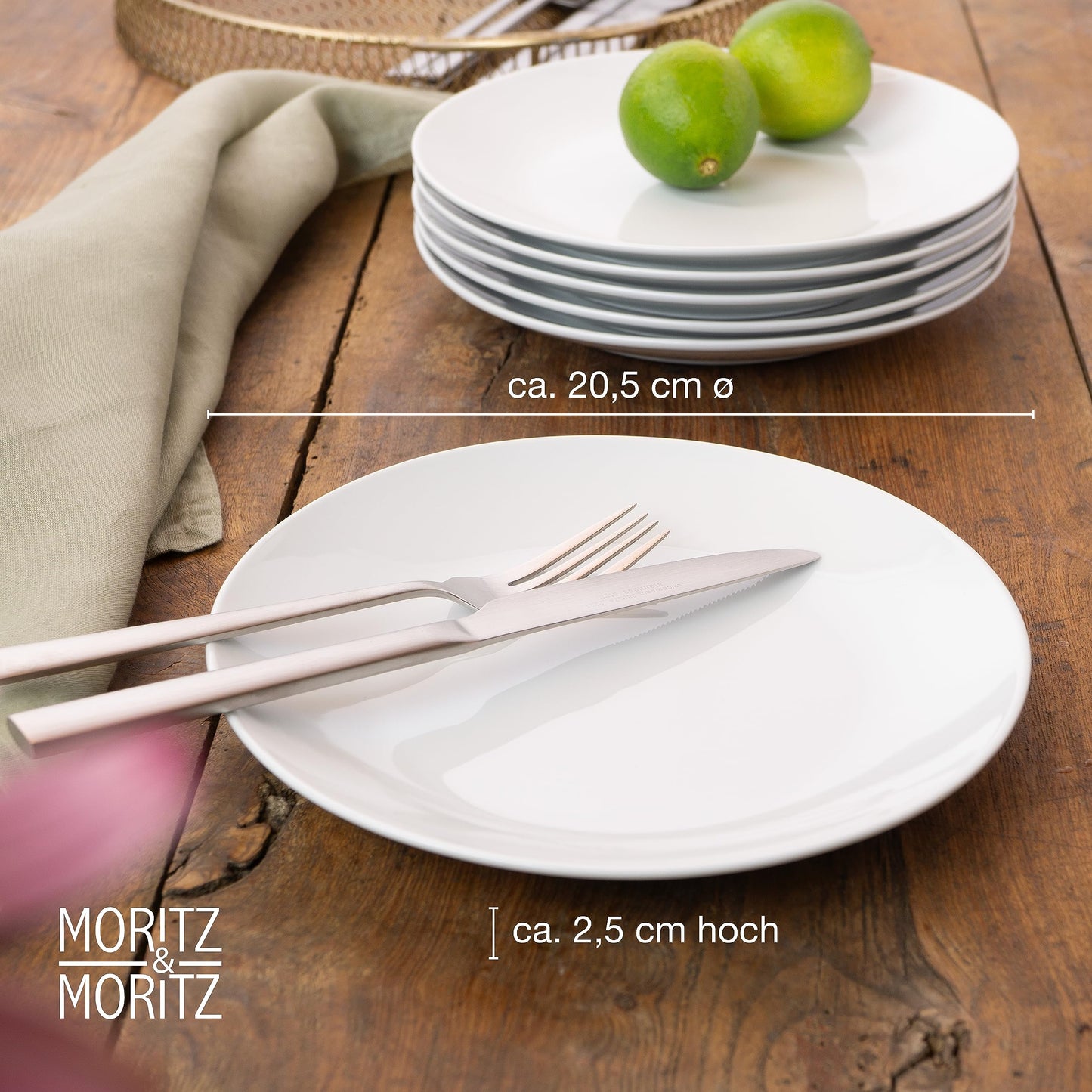 Moritz & Moritz BASIC Kaffeetassen Set 6-teilig - ca. 300ml aus hochwertigem Porzellan in klassischem Weiß - Perfekt für Kaffee, Tee, heiße Schokolade, Cappuccino