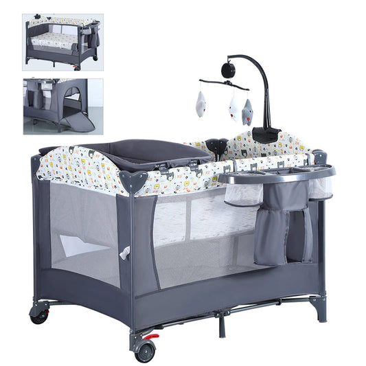 Modern cheaps Newborn cot portable infant bedside sleeper foldable playpen black gray baby bed crib bassinet for 0-3 years baby