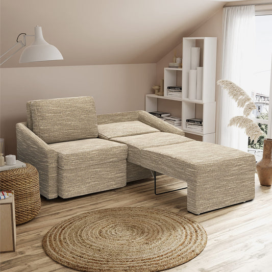 DOMO. collection Sofa Relax, 2-Sitzer Dauerschläfer, Boxspring Couch mit Schlaffunktion, Schlafsessel, Gästebett, Schlafsofa 168 x 96 x 86 cm (BxTxH), Taupe