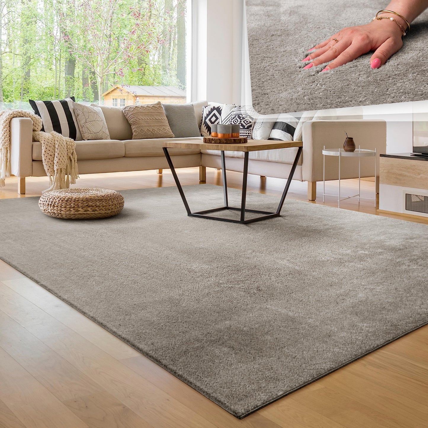 Paco Home Moderner Kuscheliger Wohnzimmer Teppich Kurzflor waschbar flauschig Weich Einfarbig Felloptik zeitlos stilvoll rutschfest pflegeleicht, Grösse:120x170 cm, Farbe:Rosa