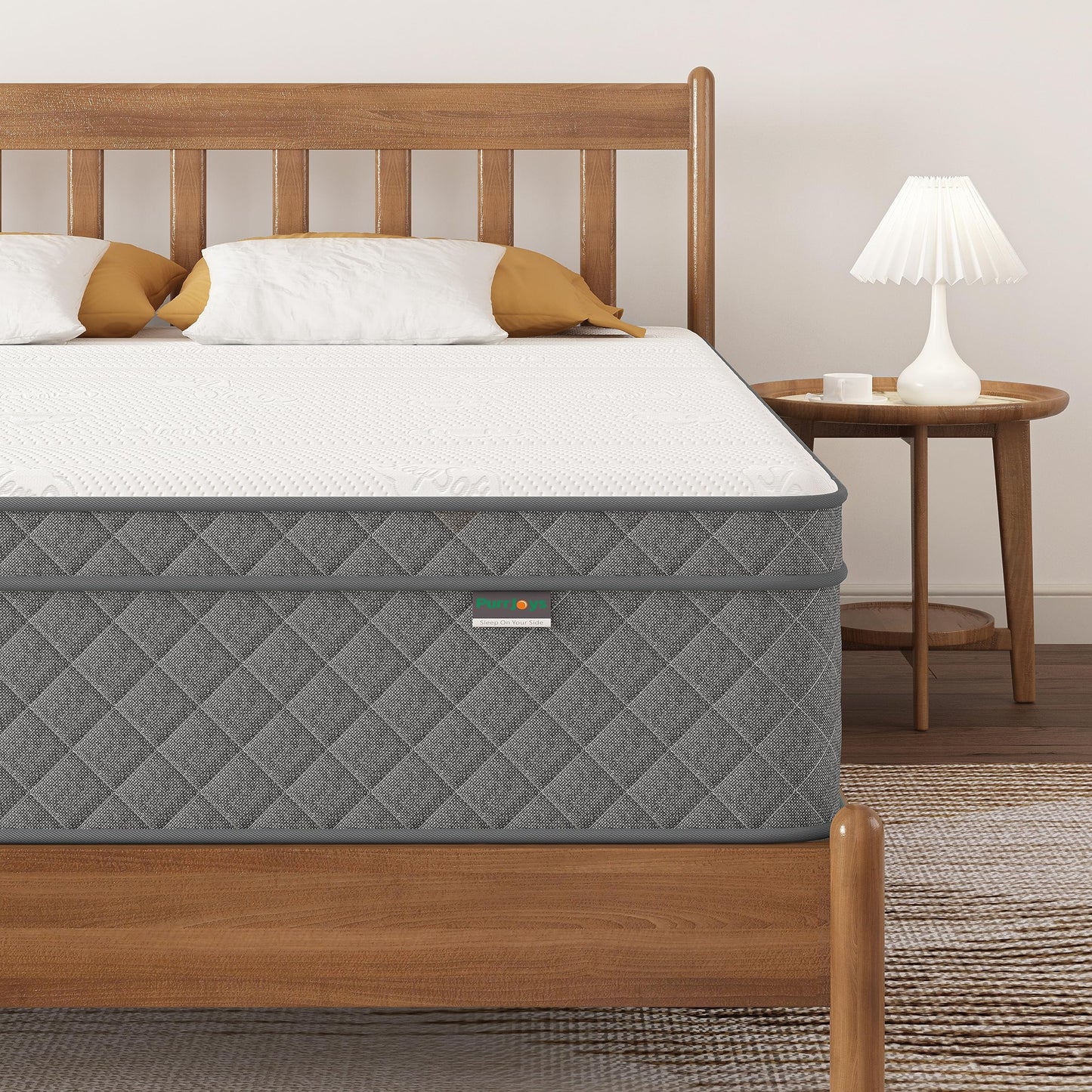 PurrJoys Mattress 140 x 200 x 25 cm - Pocket Spring Core & Memory Foam, Medium Hardness, Breathable, Movement Insulating, CertiPUR-US & Oeko-Tex, No Fibreglass