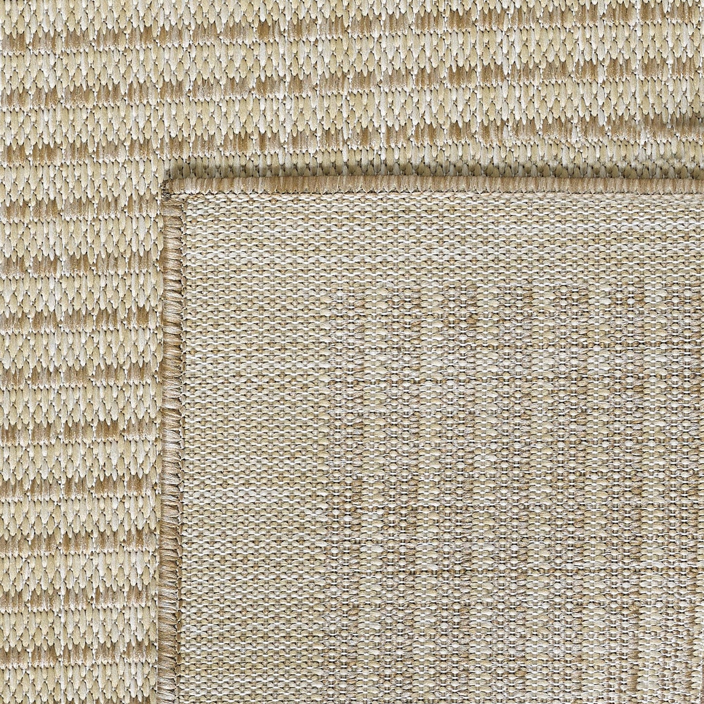 SIMPEX Outdoor Weatherproof Rug for Patio, Balcony, Garden, Kitchen, Plain Design, Flat Weave, Sisal Look, Washable Rug, Size: 140 x 200 cm, Colour: Beige