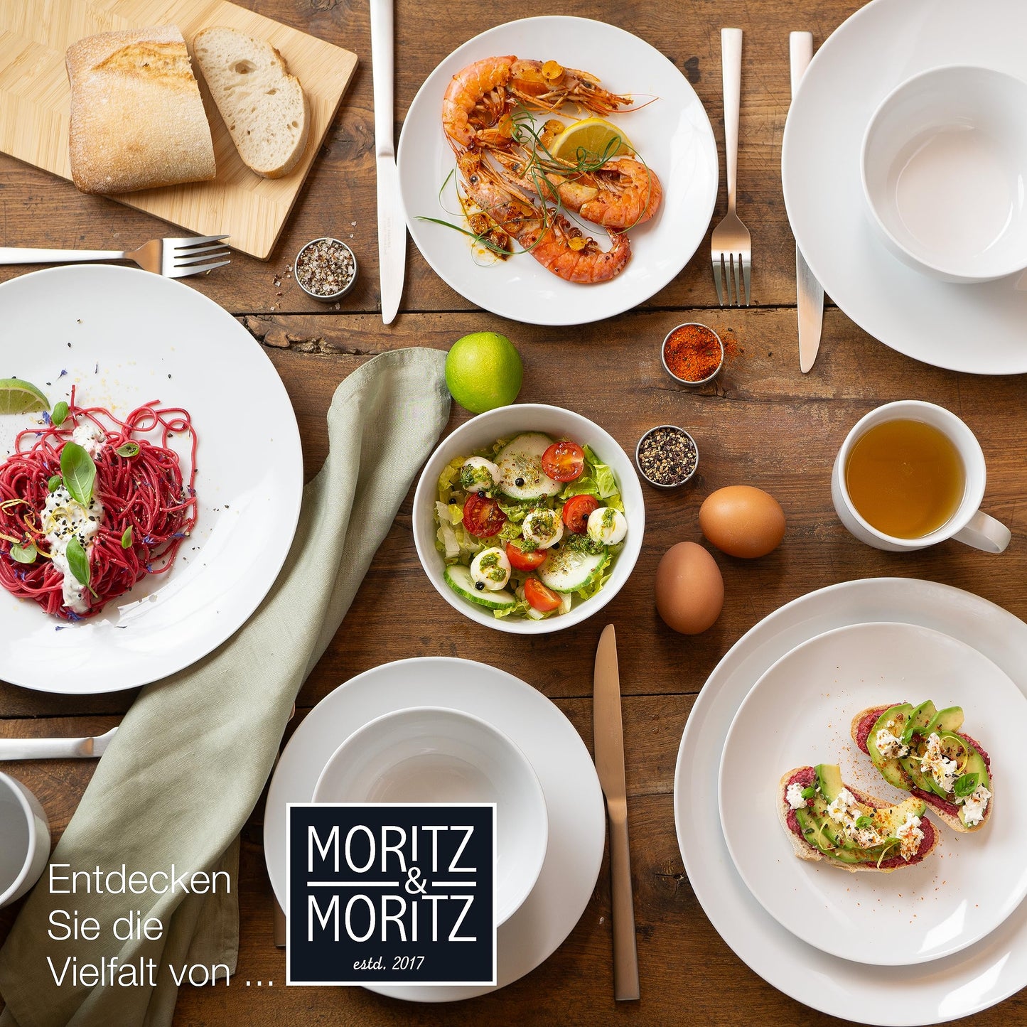 Moritz & Moritz BASIC Kaffeetassen Set 6-teilig - ca. 300ml aus hochwertigem Porzellan in klassischem Weiß - Perfekt für Kaffee, Tee, heiße Schokolade, Cappuccino