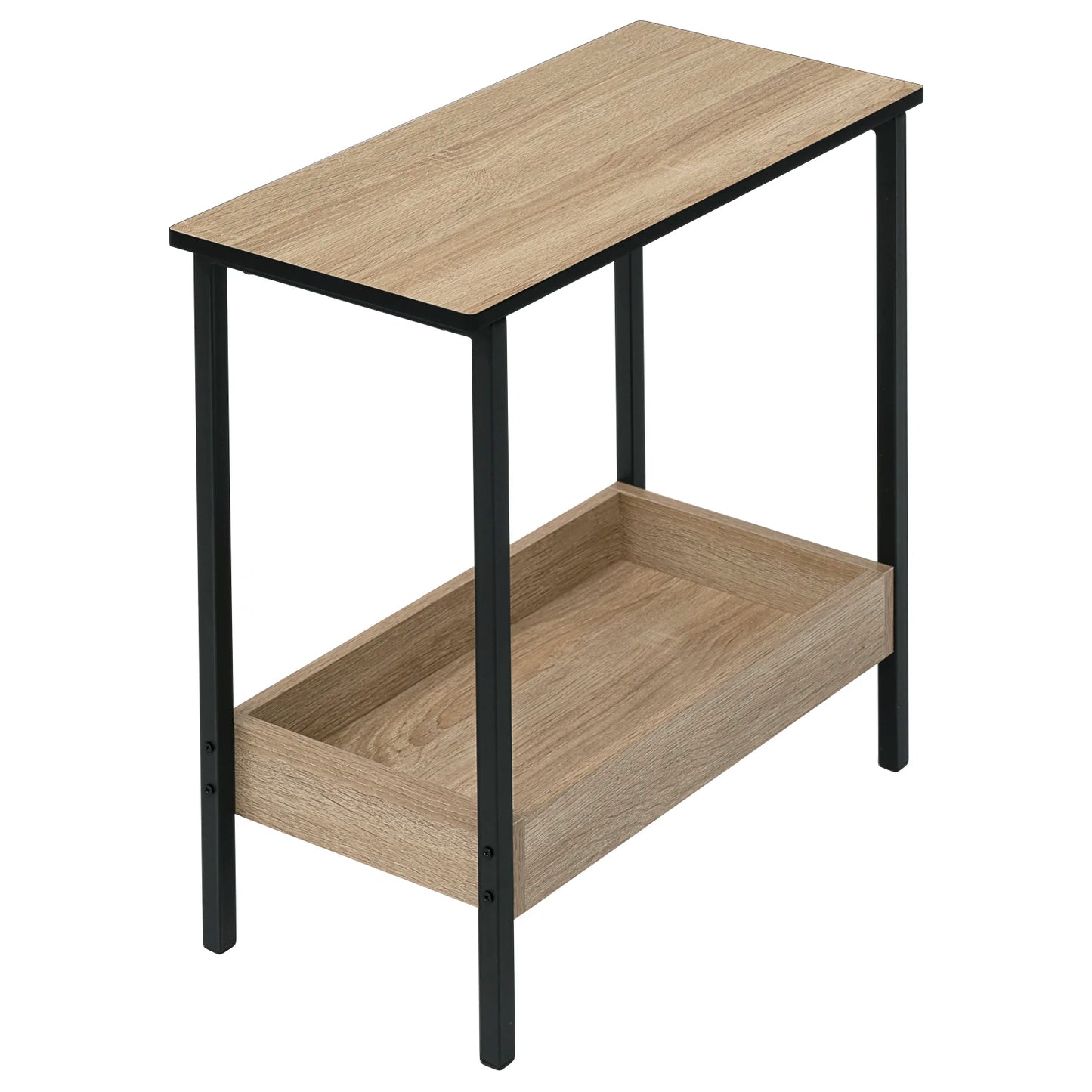 Side Table Coffee Table with 2 Shelves Sofa Console Table with Storage Space for Corner Living Room Bedroom