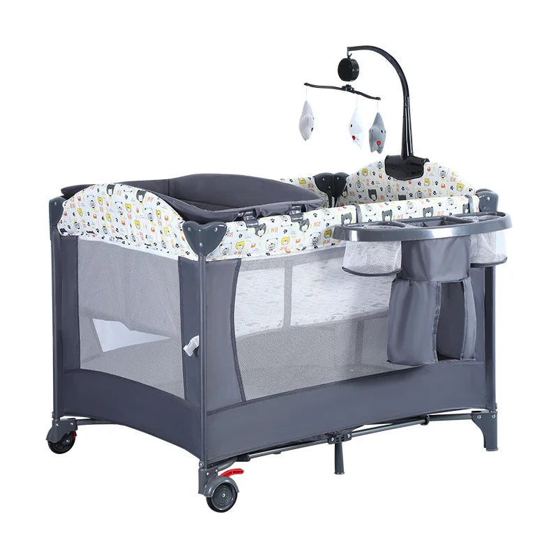Modern cheaps Newborn cot portable infant bedside sleeper foldable playpen black gray baby bed crib bassinet for 0-3 years baby