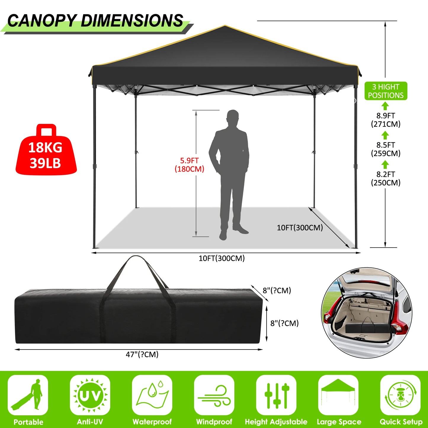 3x3m Folding Gazebo Waterproof Gazebo Party Tent With 4 Side Wall Pop Up Garden Awning Anti-UV For Outdoor Garden Courtyard Tent