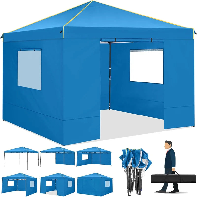 3x3m Folding Gazebo Waterproof Gazebo Party Tent With 4 Side Wall Pop Up Garden Awning Anti-UV For Outdoor Garden Courtyard Tent