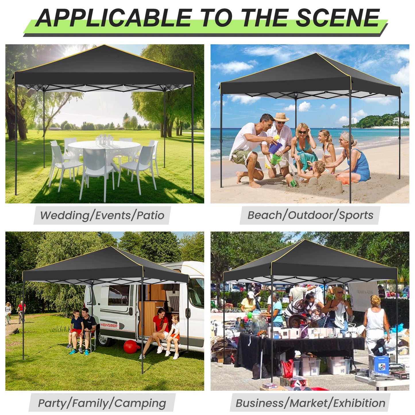 3x3m Folding Gazebo Waterproof Gazebo Party Tent With 4 Side Wall Pop Up Garden Awning Anti-UV For Outdoor Garden Courtyard Tent