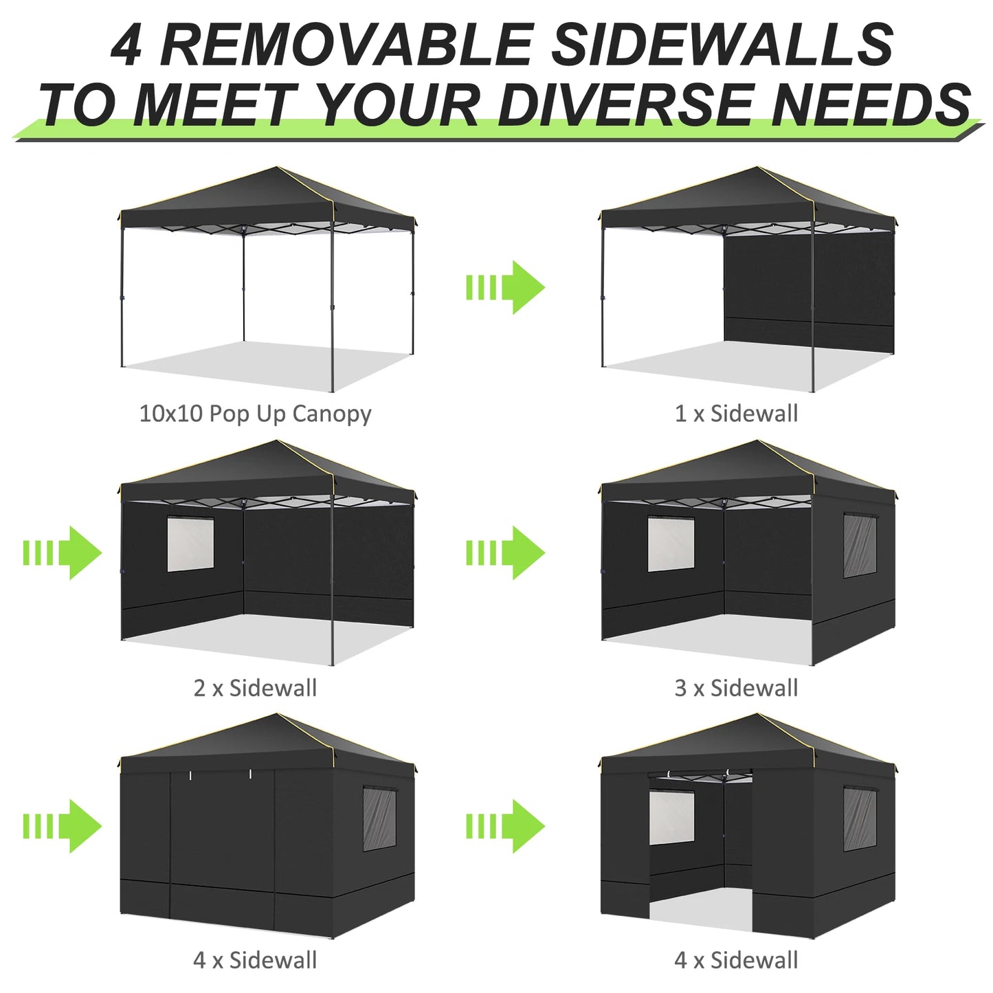 3x3m Folding Gazebo Waterproof Gazebo Party Tent With 4 Side Wall Pop Up Garden Awning Anti-UV For Outdoor Garden Courtyard Tent