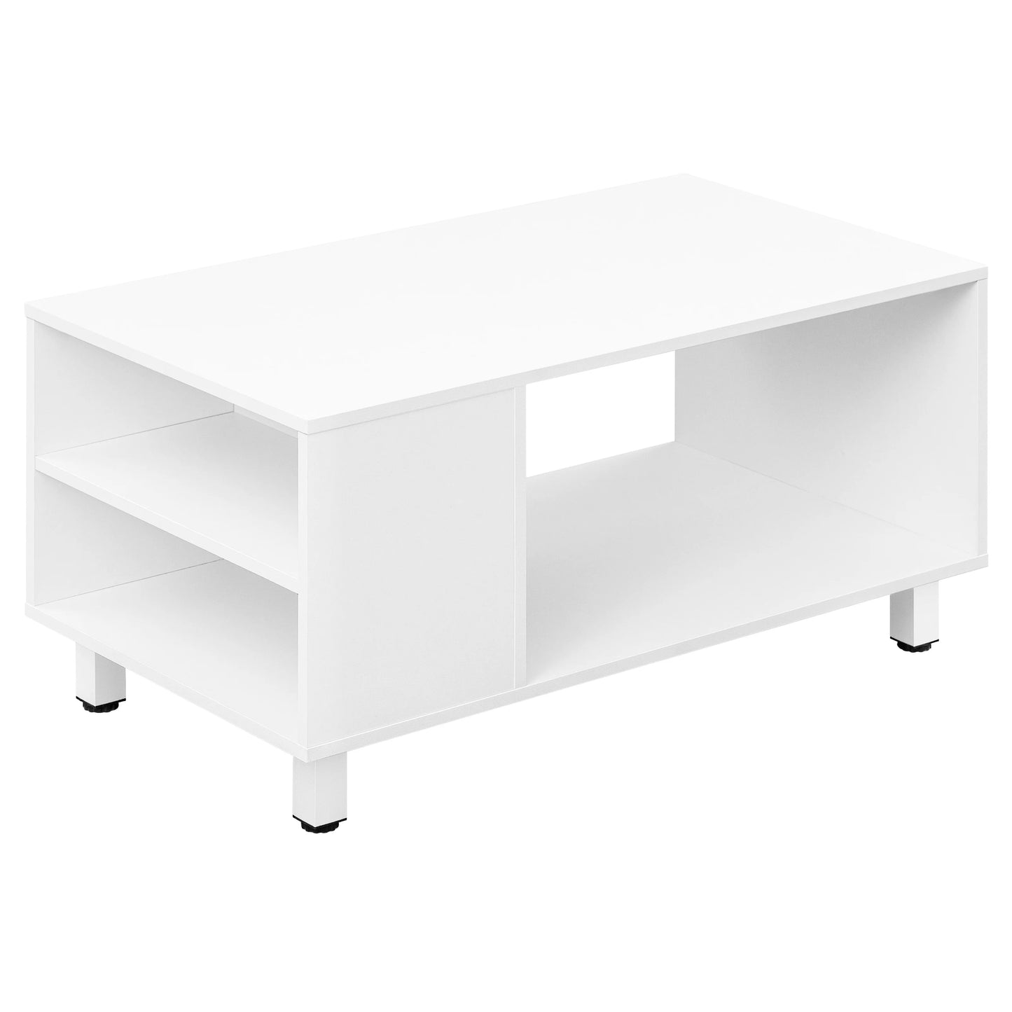 WOLTU White Coffee Table with Storage Living Room Table Side Table with Shelf 2 Side Compartments for Sofa Couch Home Decor