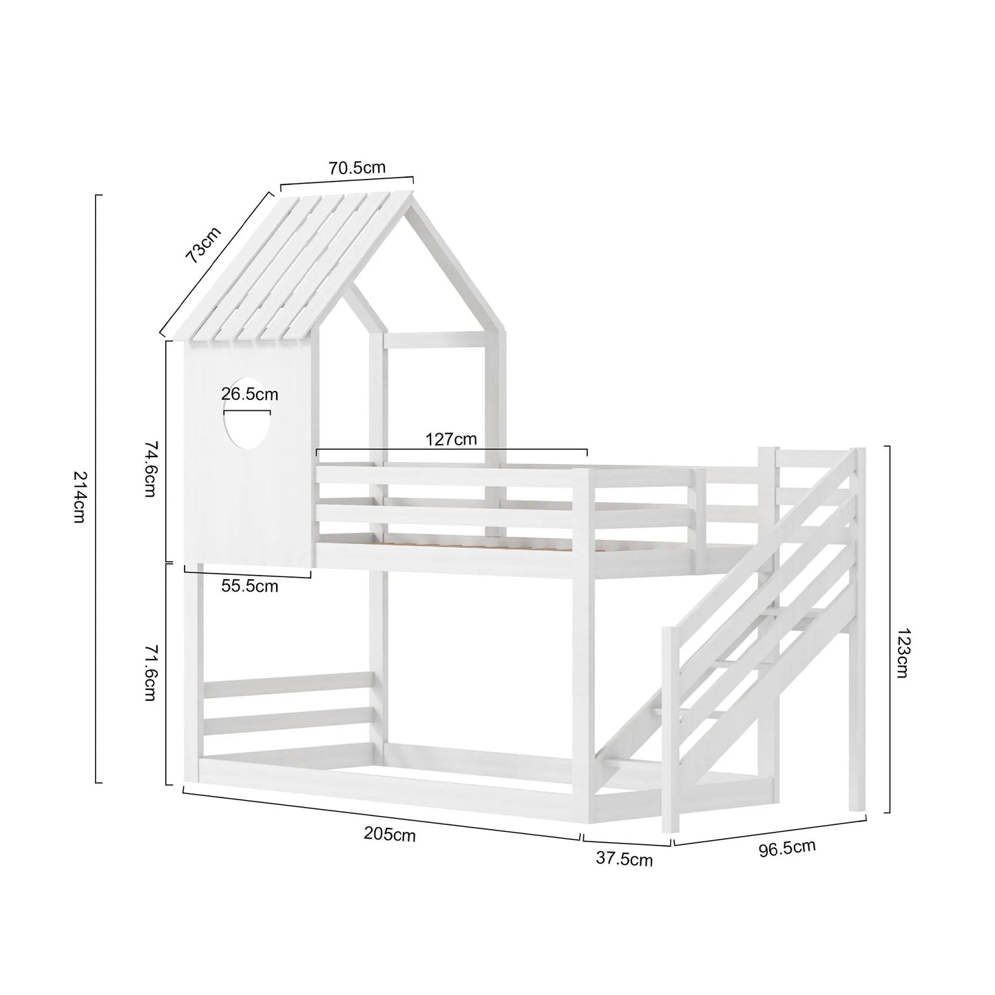 Rosahqnda children's bunk bed 90x200 cm with crash protection and slatted frame