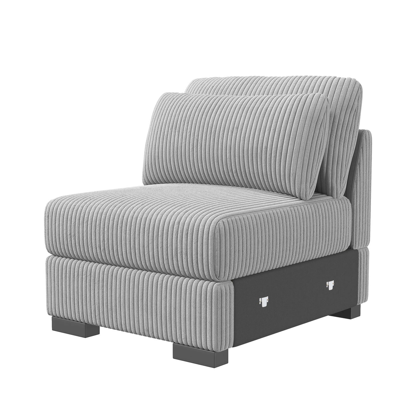 Rosahqnda Convertible Sectional Sofa,Freestanding double single Sofa,footrest with Storage ,Upholstery Set,Corduroy,Beige/Gray