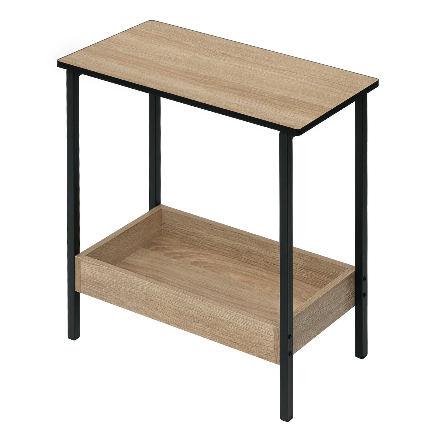 Side Table Coffee Table with 2 Shelves Sofa Console Table with Storage Space for Corner Living Room Bedroom