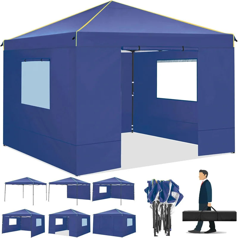 3x3m Folding Gazebo Waterproof Gazebo Party Tent With 4 Side Wall Pop Up Garden Awning Anti-UV For Outdoor Garden Courtyard Tent