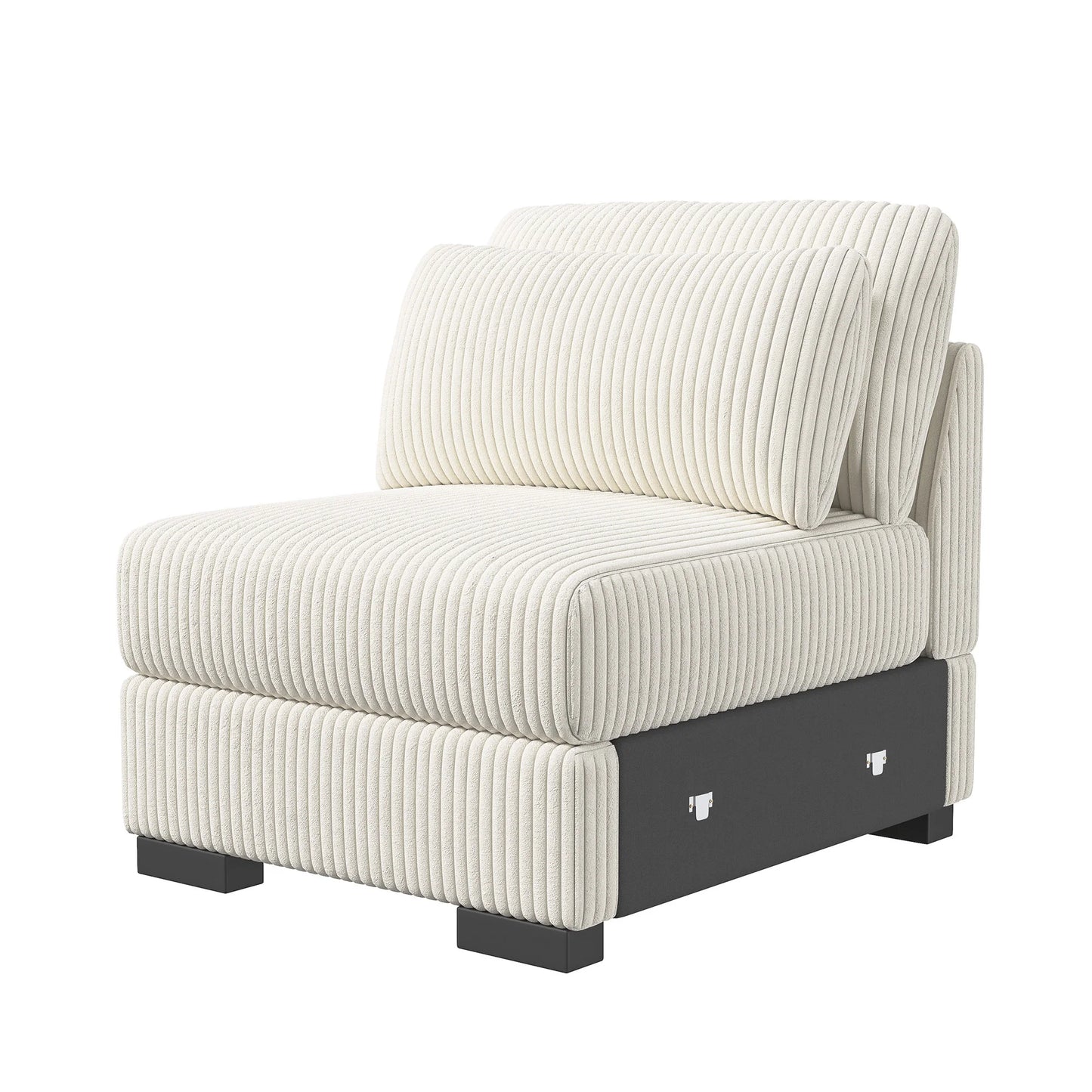 Rosahqnda Convertible Sectional Sofa,Freestanding double single Sofa,footrest with Storage ,Upholstery Set,Corduroy,Beige/Gray