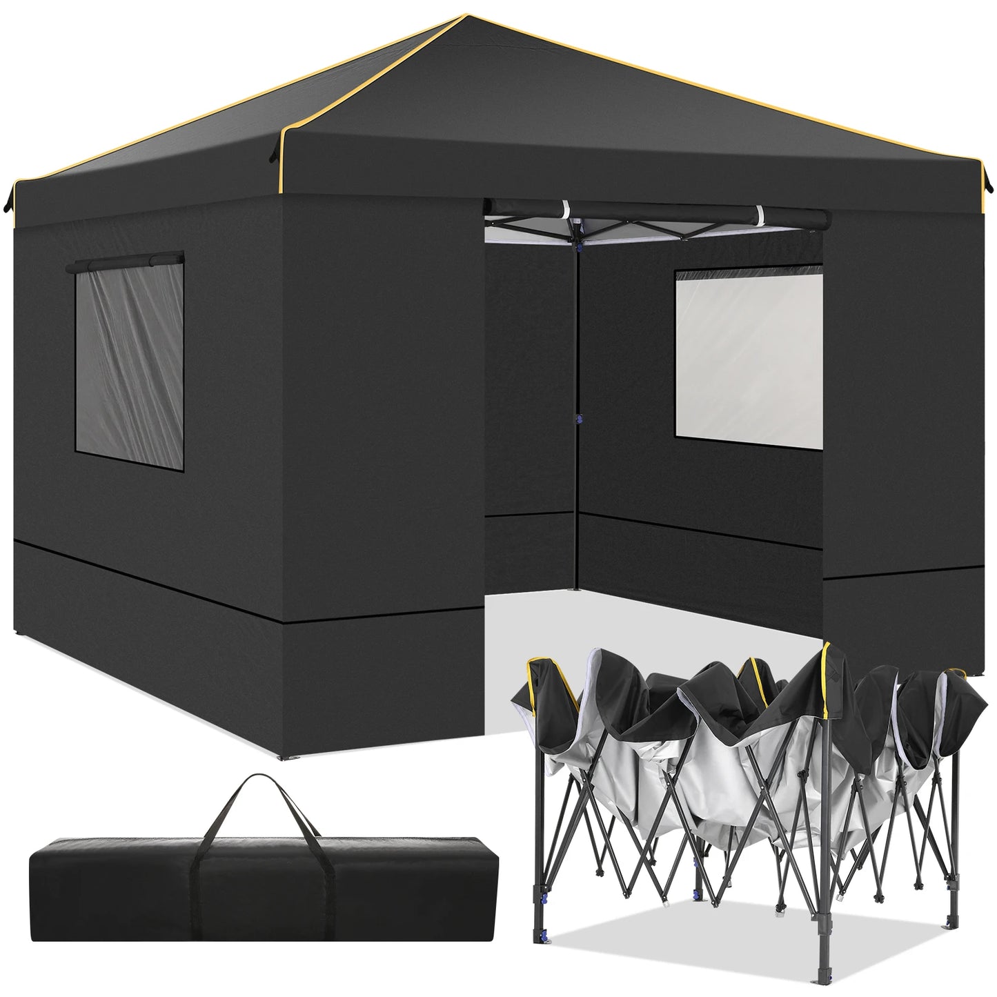 3x3m Folding Gazebo Waterproof Gazebo Party Tent With 4 Side Wall Pop Up Garden Awning Anti-UV For Outdoor Garden Courtyard Tent