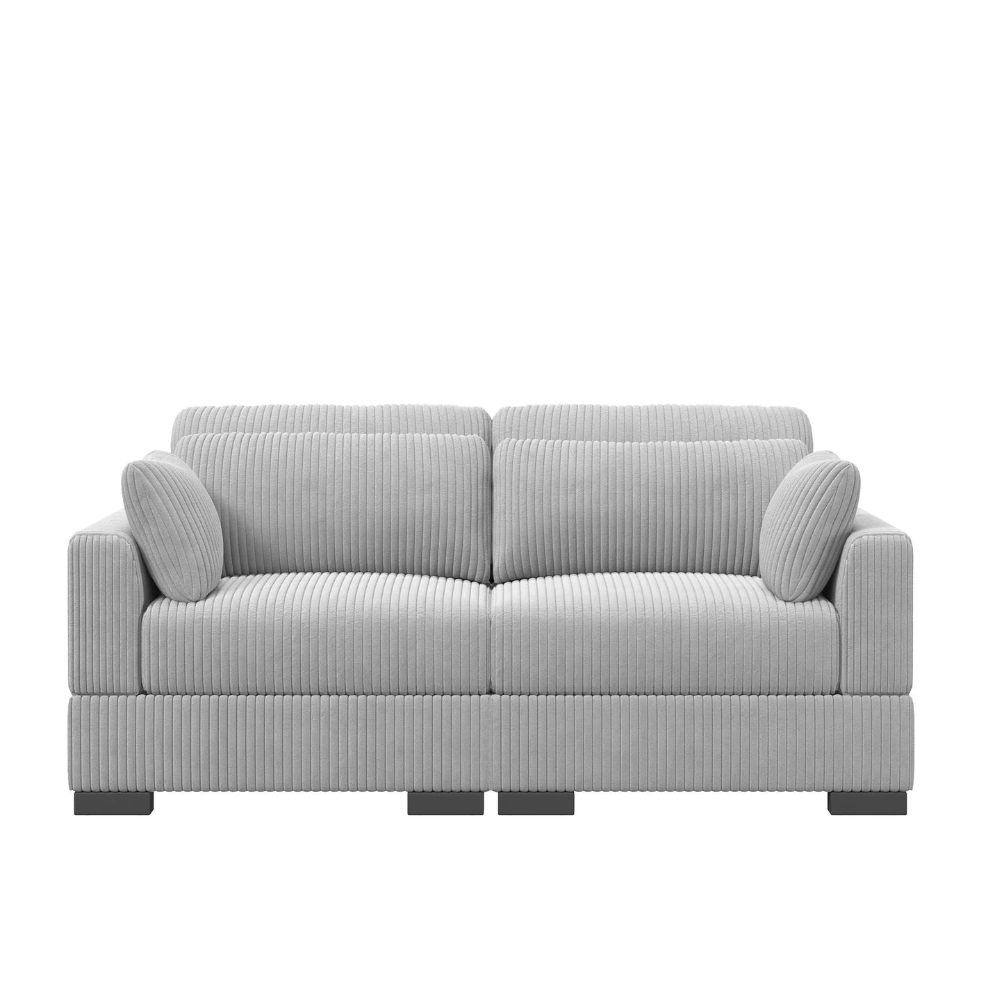 Rosahqnda Convertible Sectional Sofa,Freestanding double single Sofa,footrest with Storage ,Upholstery Set,Corduroy,Beige/Gray