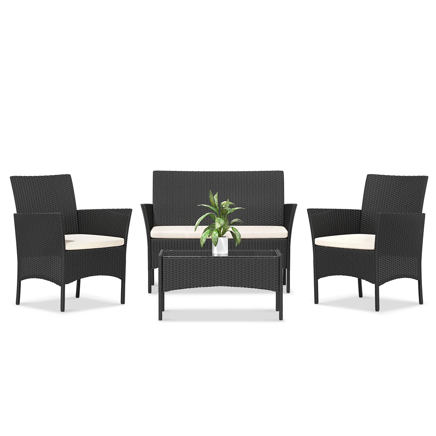Bigzzia Outdoor furniture Set Home 4PCs Patio Rattan furniture sofa Weaving Wicker Corner Sofa Couch Patio Furnitures Garden