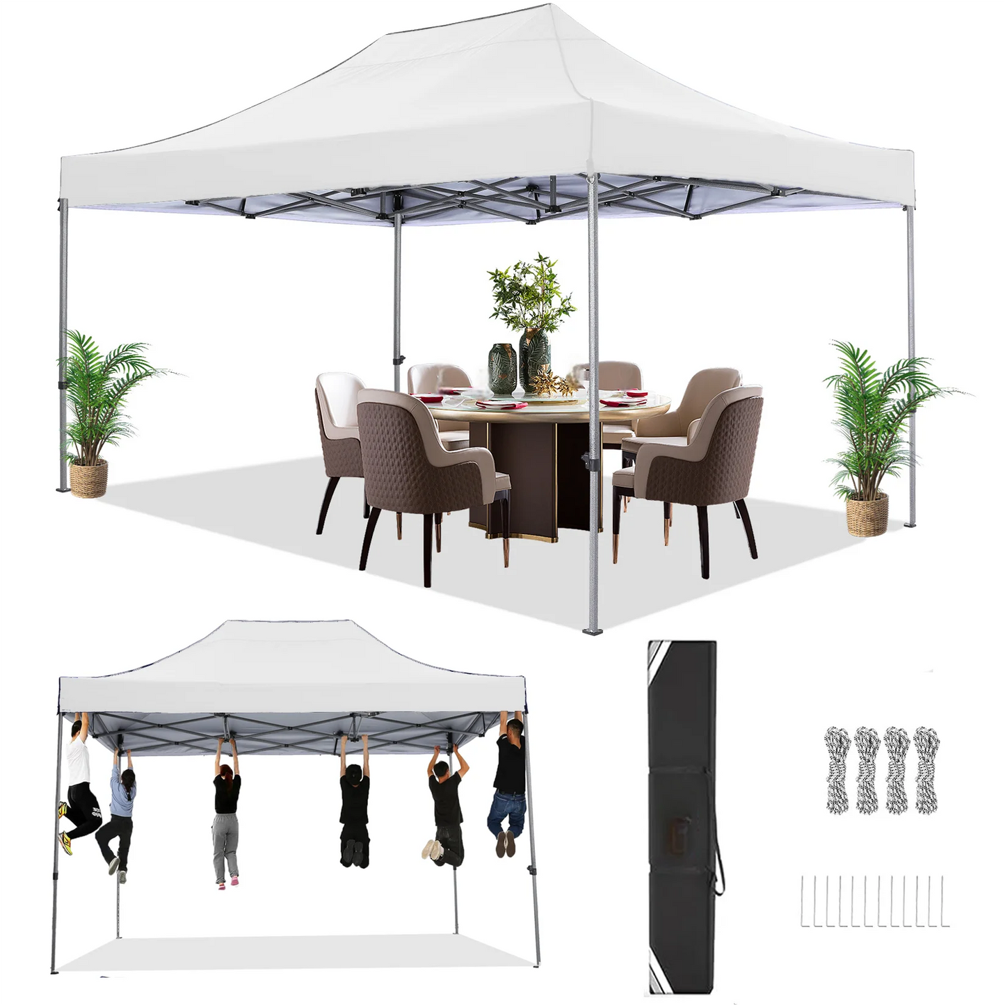 3x4.5m Pop up Canopy Tent Gazebo Outdoor Party Canopy Tent Sun Shelter For Wedding Party Wind & Waterproof Gazebo With Carry Bag