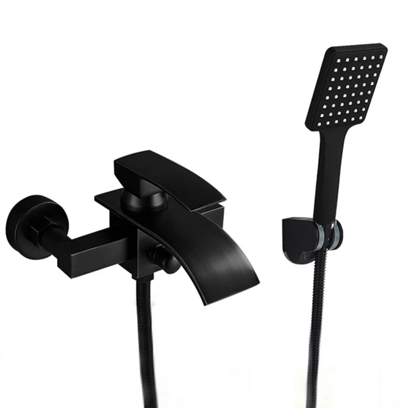 Matte Black Bathroom Faucet 2 Function Bathtub Facuet  Wall Mounting Cold and Hot Shower Faucet